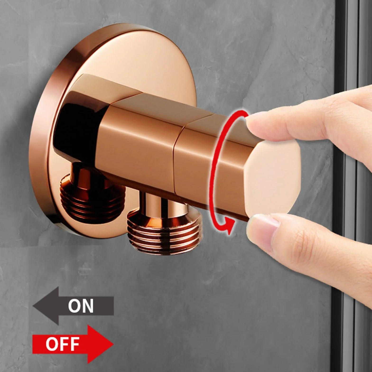 Llave de Escuadra 1/2 de Latón con Núcleo Cerámico Válvula Angular Caliente y Frío de Pared para Baño, Cocina,Oro Rosa