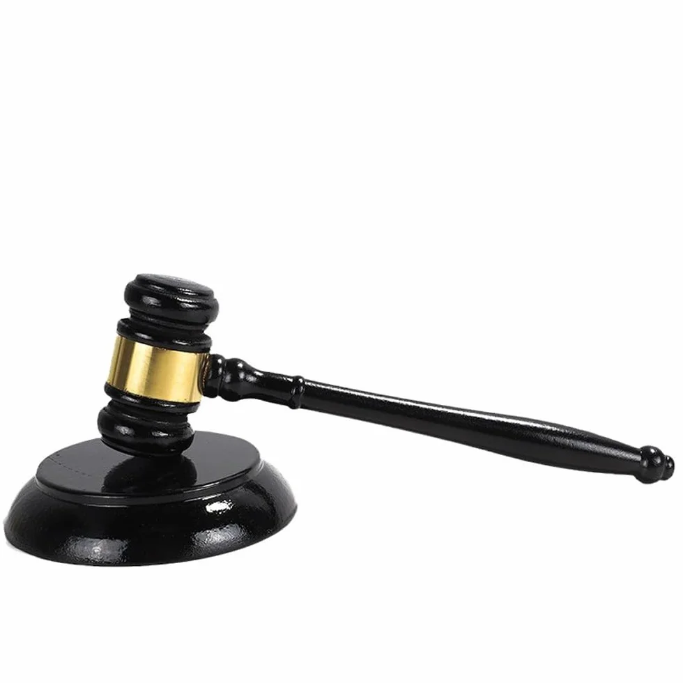POFET Juego de mazo y Bloque, mazo de Madera con Acabado Antiguo Hecho a Mano y Bloque de Sonido de Martillo Redondo, jueces, Abogados, reuniones, subastas y Regalos