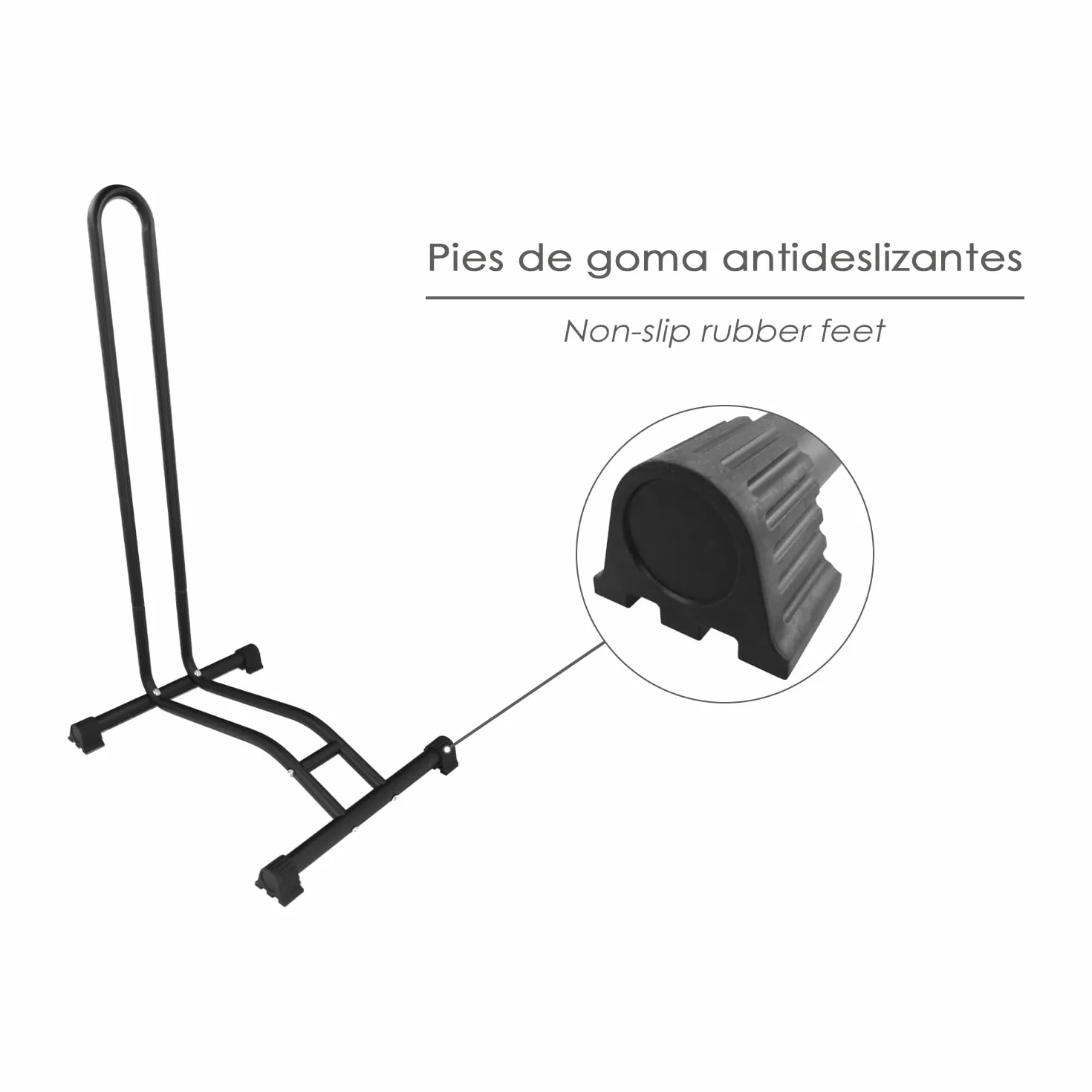 Soporte para bicicletas de suelo, ancho rueda 6,5 cm, tacos antideslizantes
