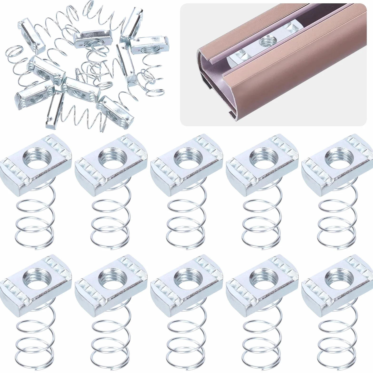 Tuercas de canal de zinc, tuercas de canal de resorte chapadas en zinc (1/2"-13)