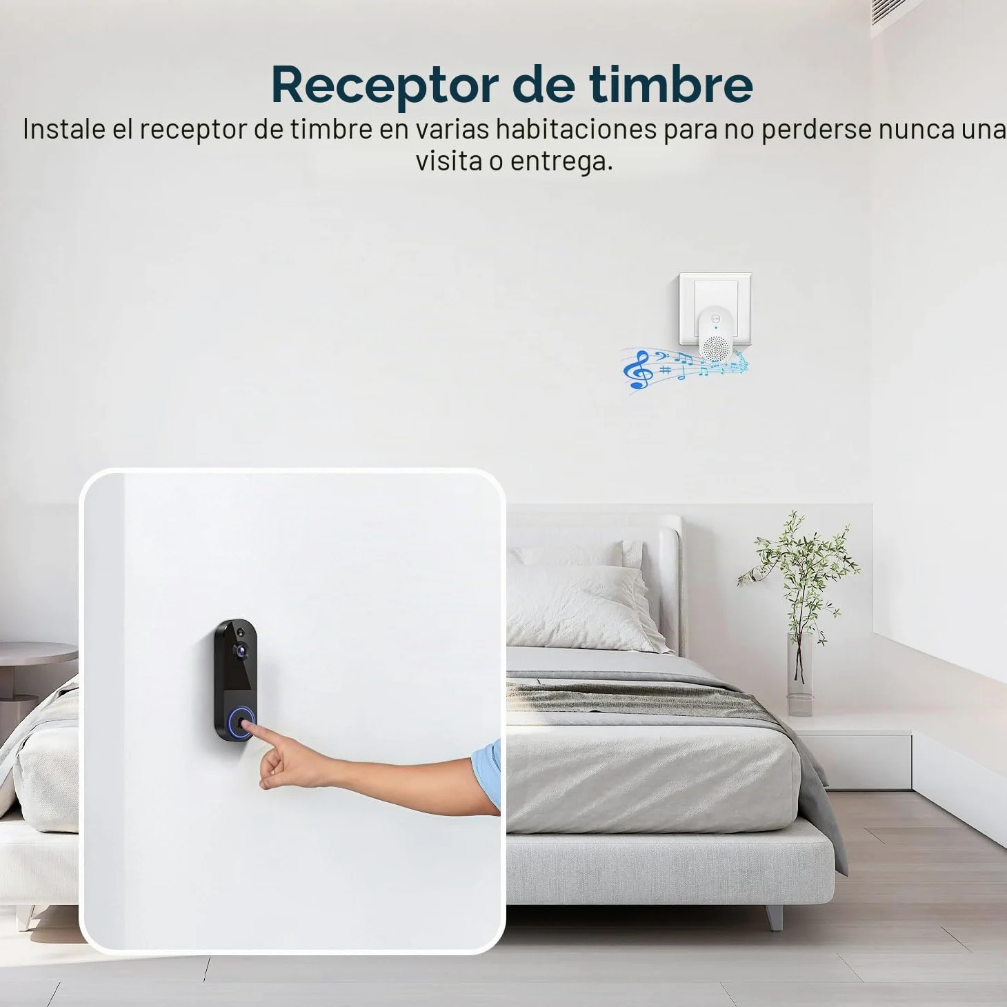 Cámara de timbre de video inalámbrica de 1080P, detección humana AI, visión nocturna, audio de 2 vías, funciona con pilas, almacenamiento en la nube, WiFi de 2,4 G, vigilancia interior y