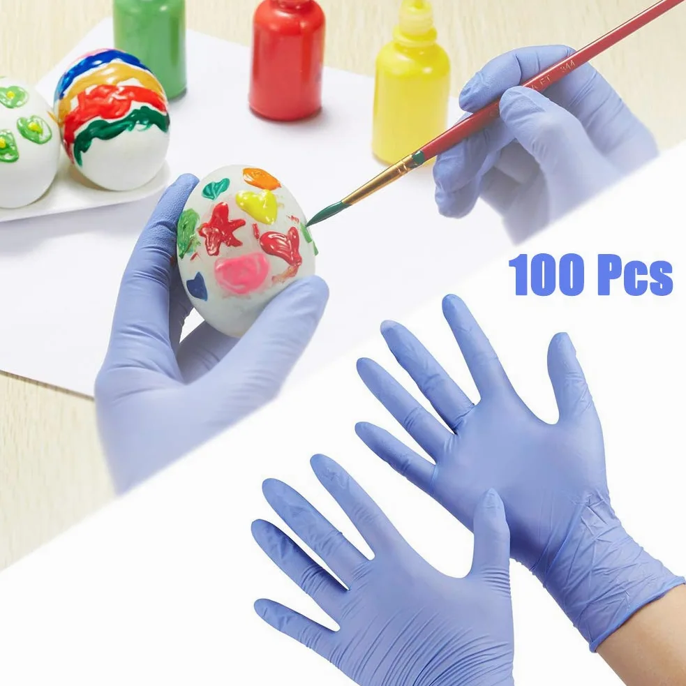 Luyao 100 Piezas de Guantes Desechables para Niños, Guantes de Nitrilo para 4-12 Años - sin Látex, sin Polvo - para Manualidades, Pintura, Jardinería, Cocina, Limpieza (XS)- Color Aleatorio