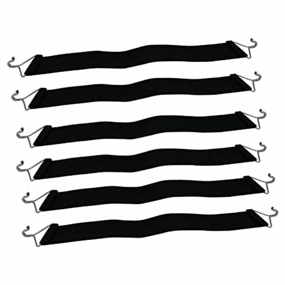 6 correas gruesas de repuesto para silla de gravedad, patio, reclinable, tumbona, cordón elástico, cordones elásticos con ganchos, piezas de reparación fuertes para sala de estar (negro)