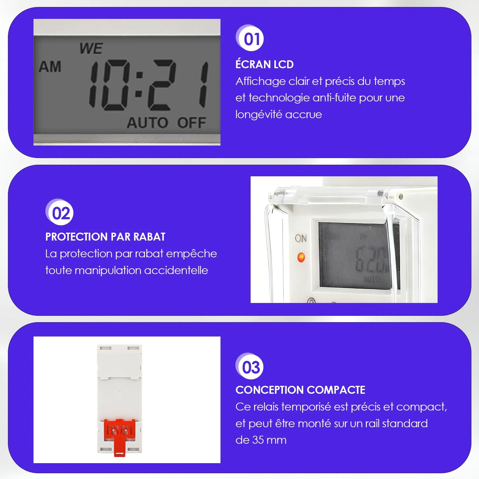 Programador eléctrico para calentador de agua y piscina, temporizador numérico 30A con pantalla LCD, programable de 1s a 168h, 20 ciclos de encendido/apagado, montaje en riel DIN 35mm