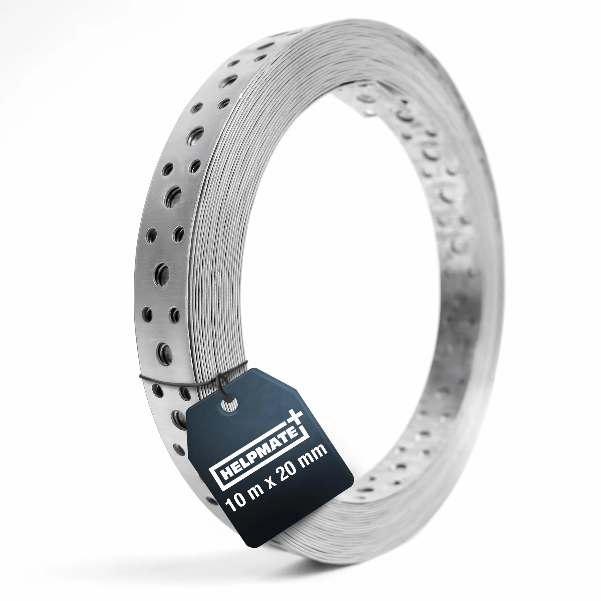 HELPMATE - Cinta perforada de 10 m largo & 20 mm ancho - Acero galvanizado en caliente Sendzimir - Espesor 0,8 mm - Banda perforada de alta calidad