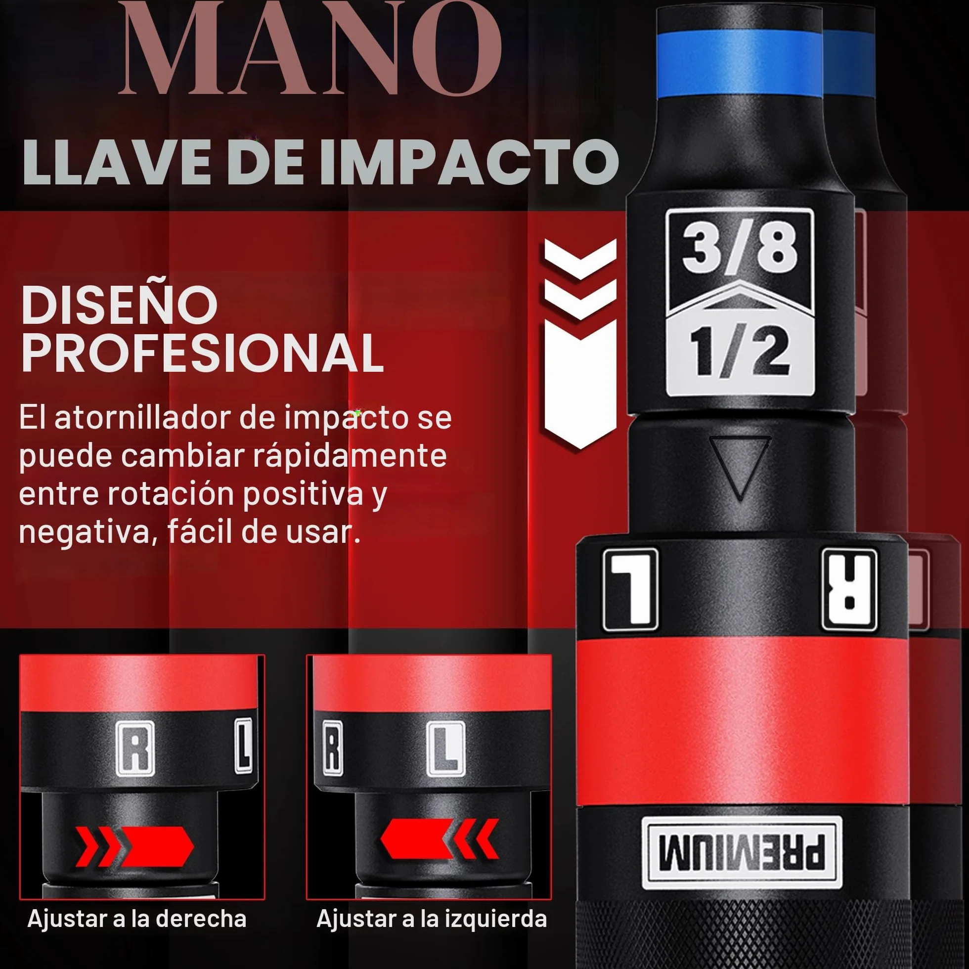 Juego de Destornilladores de Impacto Manual de 1/2 Pulgadas, Herramientas de Reparación, Juego de Desatornillador, Extracción de Tuercas y Tornillos Oxidados, 13 piezas