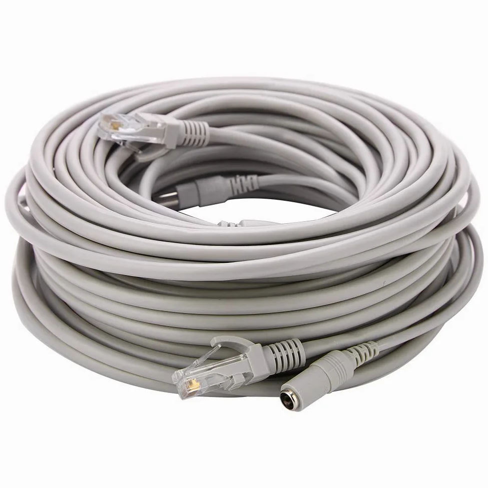 Dioche Cable Red Y Corriente Para Camaras Exterior Cable Ethernet Cctv Plastico 5M 10M 15M 20M Rj45+Dc Cable Ethernet Cctv Para Camaras Ip Nvr 10Mbps100Mbps (15M) (20m)