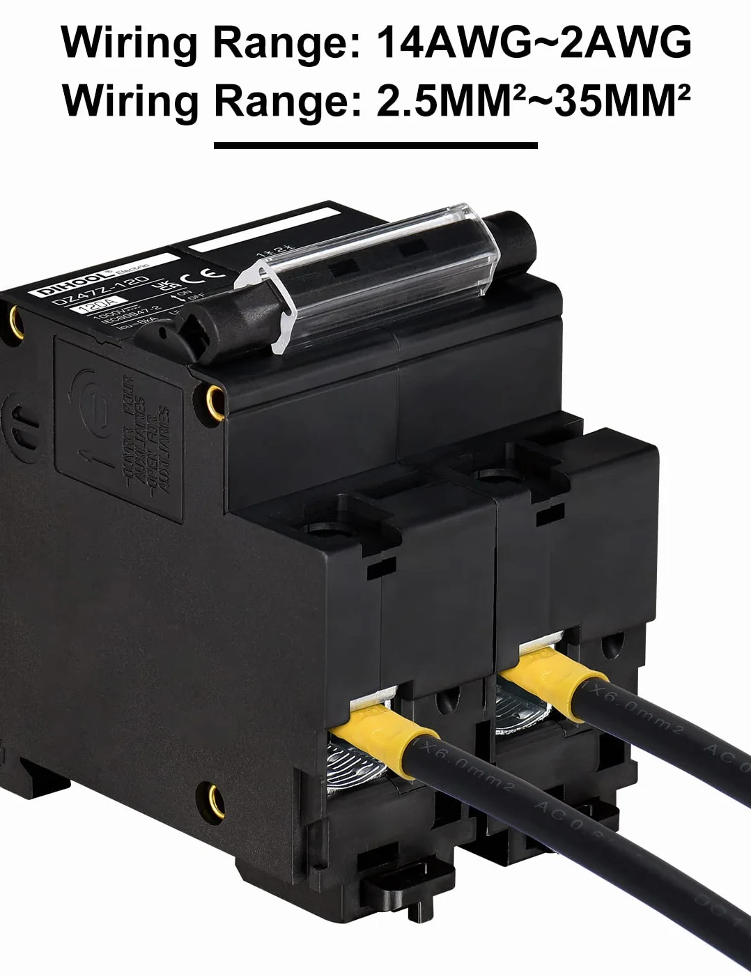 DIHOOL Disyuntor de corriente continua 1000VDC disyuntor PV solar fusible fotovoltaico automático (DC1000V,2 polo 125A)