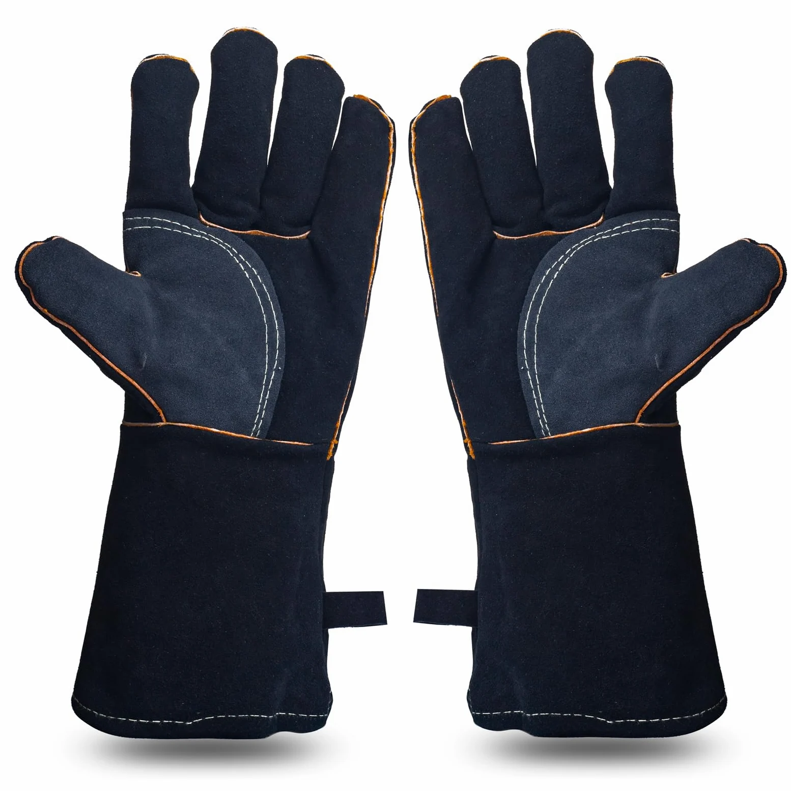 YOUYA Guantes de cuero extremadamente resistentes al calor y al fuego con costuras de Kevlar, perfectos para chimenea, estufa, horno, parrilla, soldadura, barbacoa, mig, soporte para ollas, manejo de