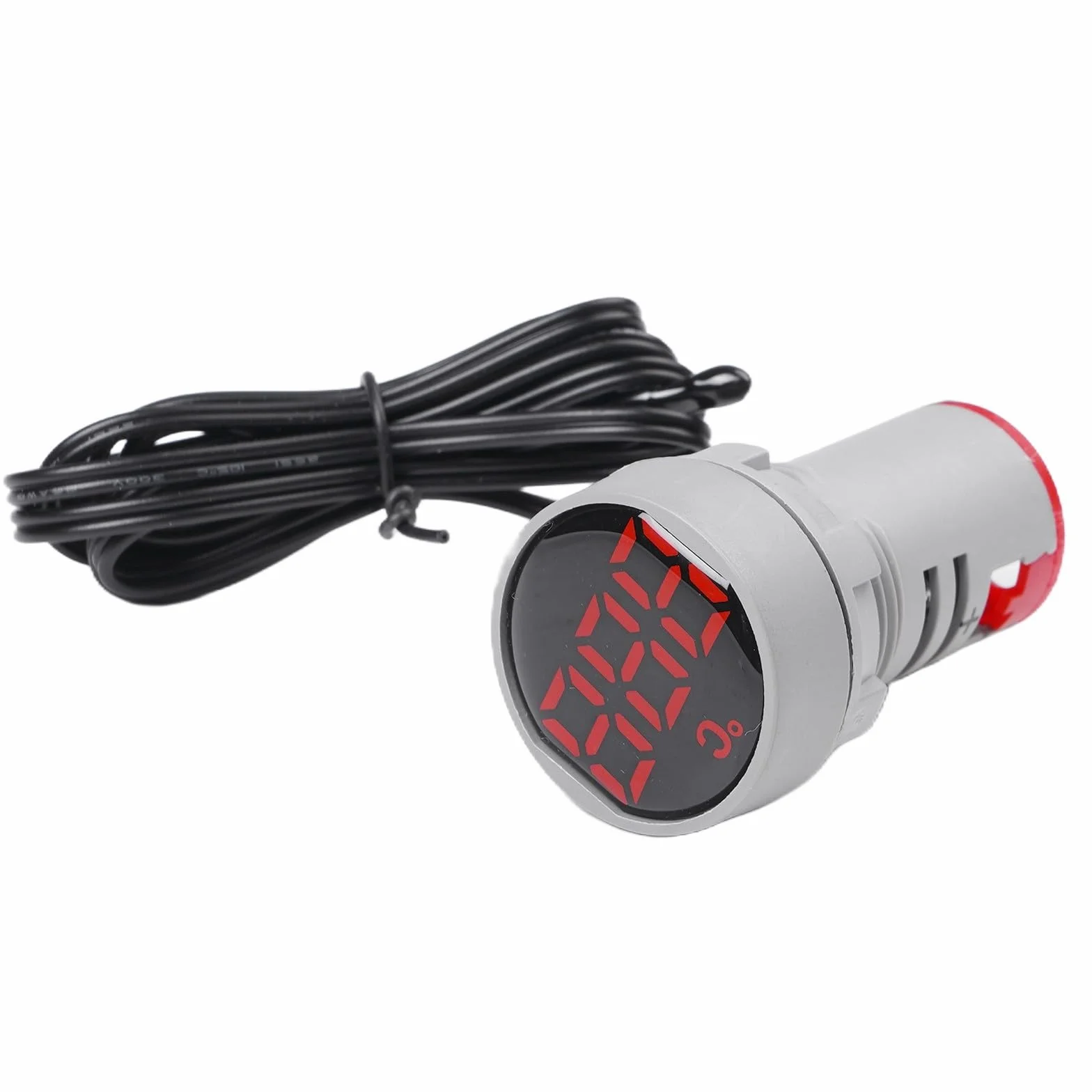 Termómetro digital compacto de 22 mm con LED transparente, indicador de temperatura redondo DC 5V-12V, para sistemas de control rojo (DC5-12V)