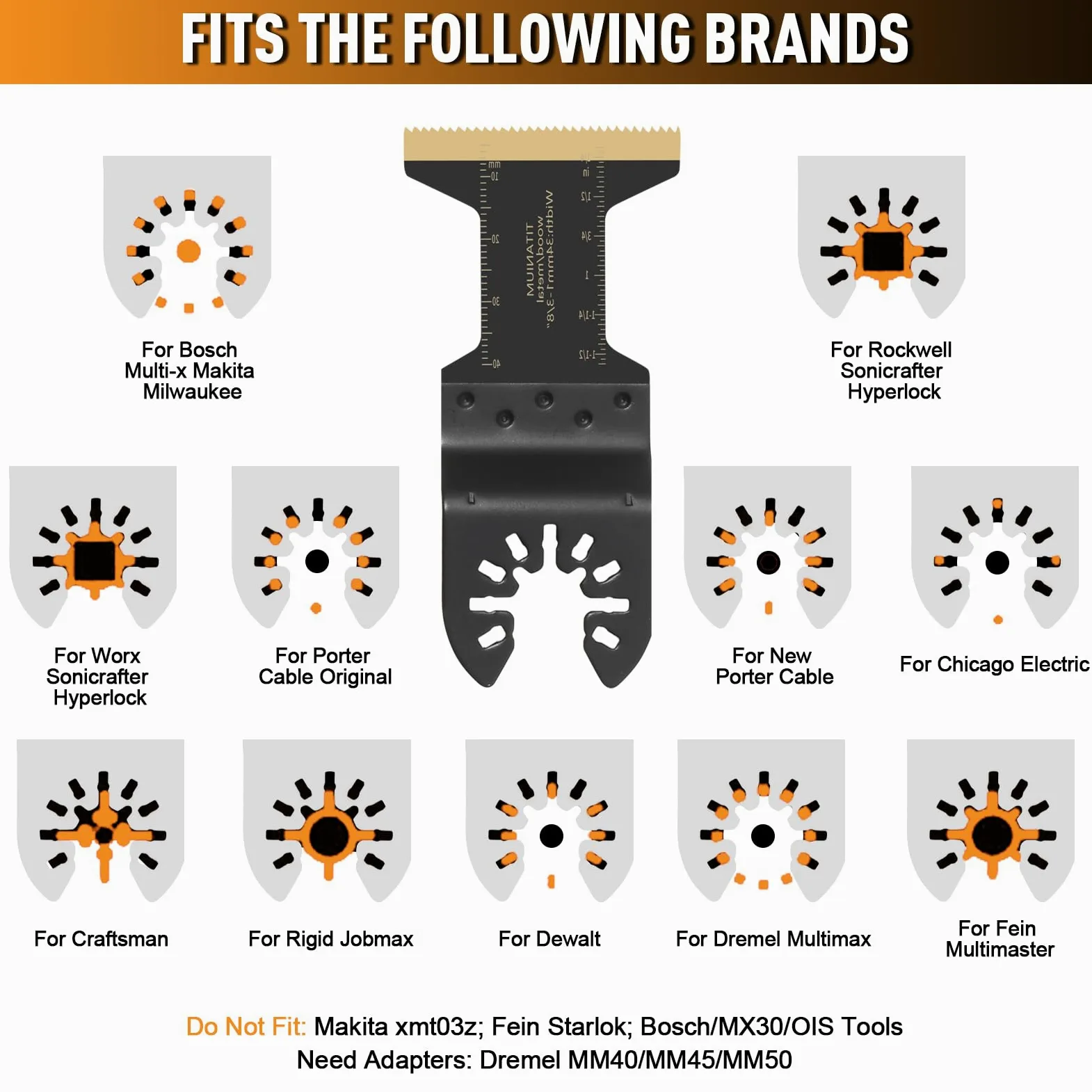 16 hojas de sierra oscilantes de titanio para corte de metal, cuchillas multiherramienta universales para materiales duros, metal, clavos, madera, plástico, kits de cuchillas multiherramienta