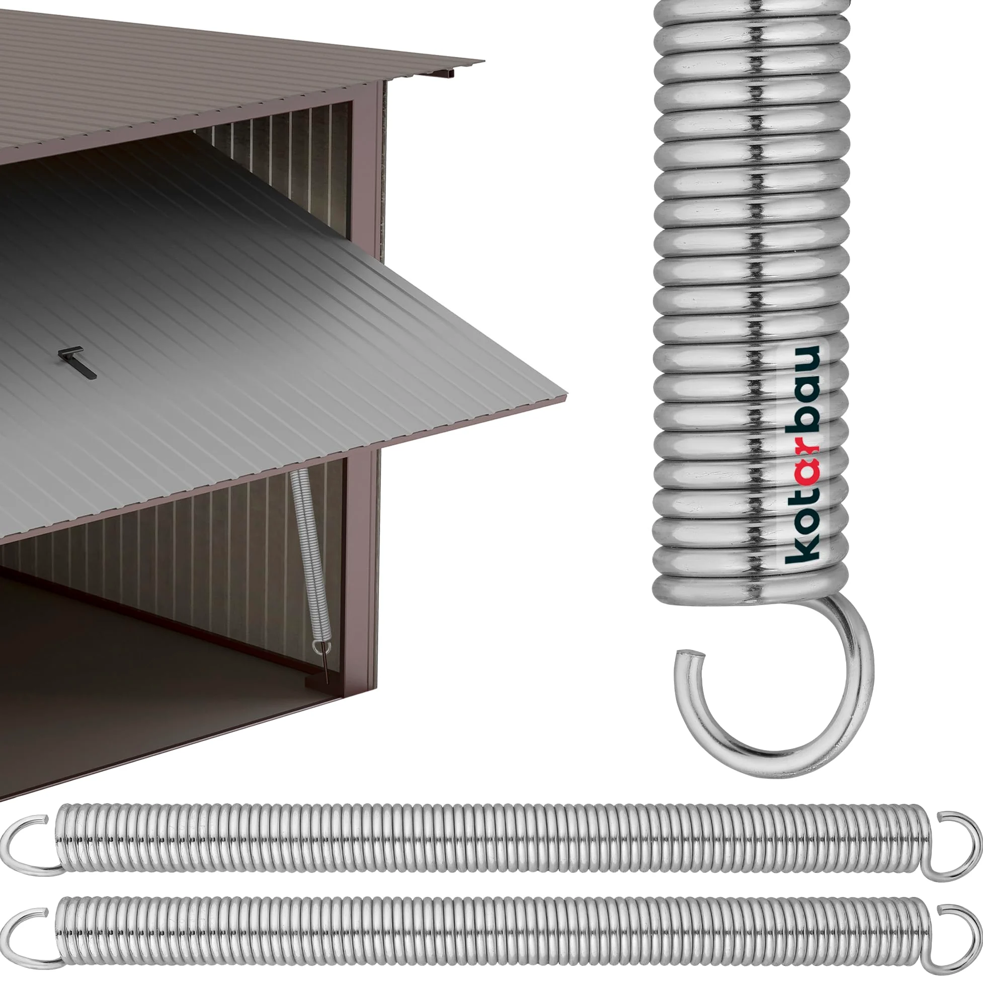 KOTARBAU Juego de 2 Muelles Para Puerta De Garaje, Alambre De 490 Mm, Muelle De Torsión, Muelle De Tracción, Color Plata