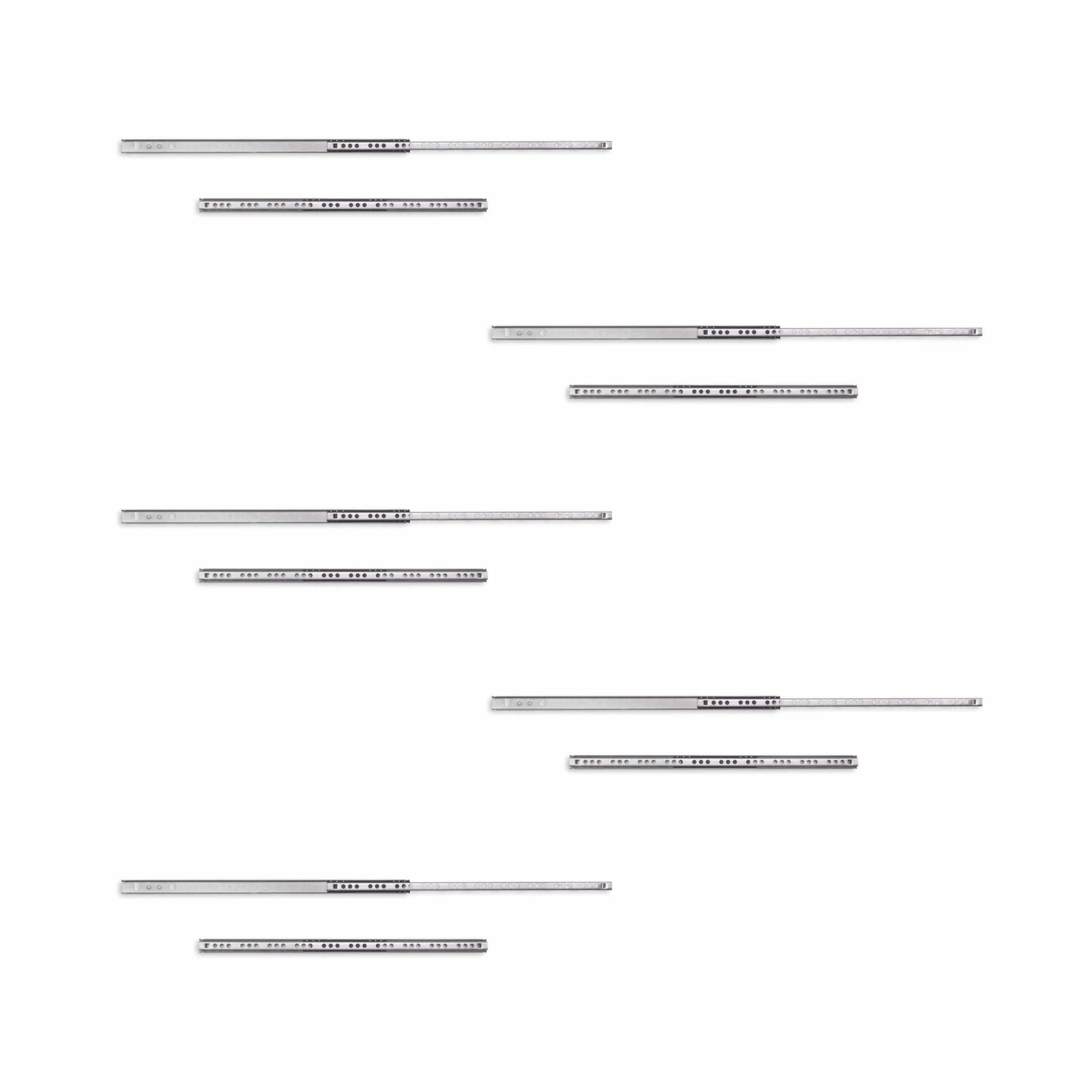 EMUCA Guías Laterales para Cajones con Rodamiento de Bolas 17mm x 342mm Extracción Parcial Pack 5