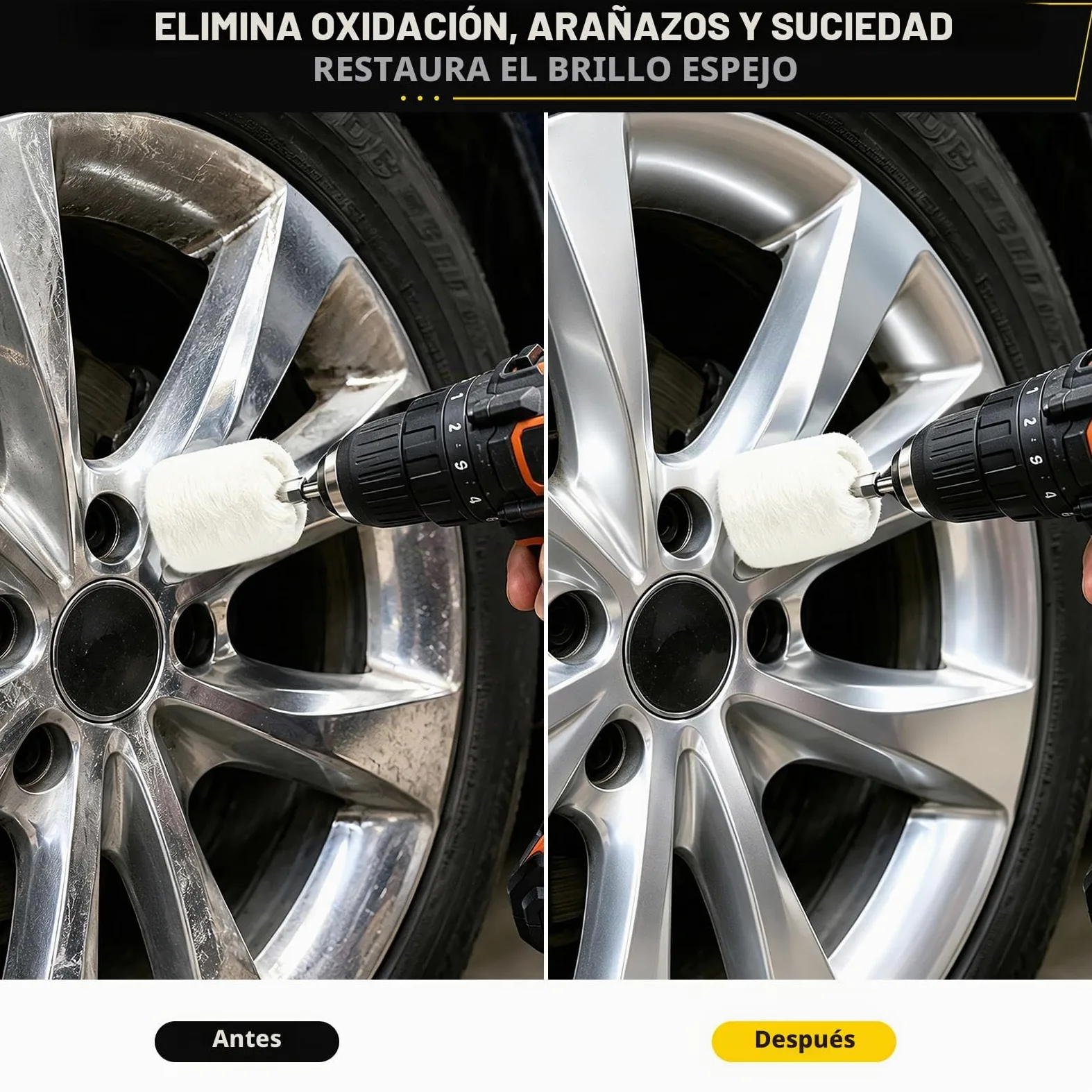 EFUTURETIME 13 Piezas Kit Disco de Pulir para Taladro, Kit Pulido Ruedas con Discos Pulidores y Pasta Abrasiva para Pulido Cromo Moto, Barniz Faros Coche, Limpia Llantas, Metal, Aluminio, Llantas