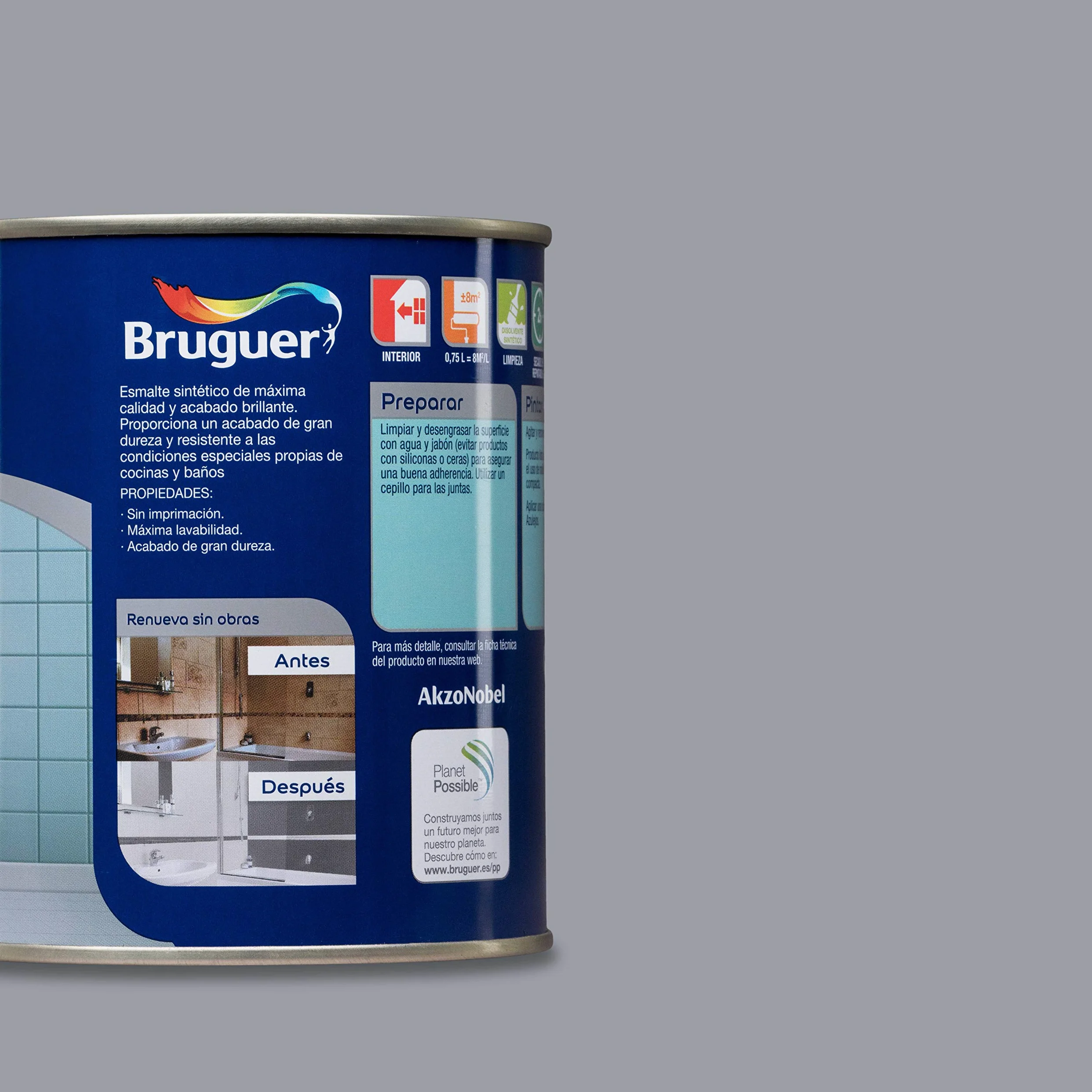 Bruguer Esmalte para Azulejos Brillante Gris Ártico 750 ml