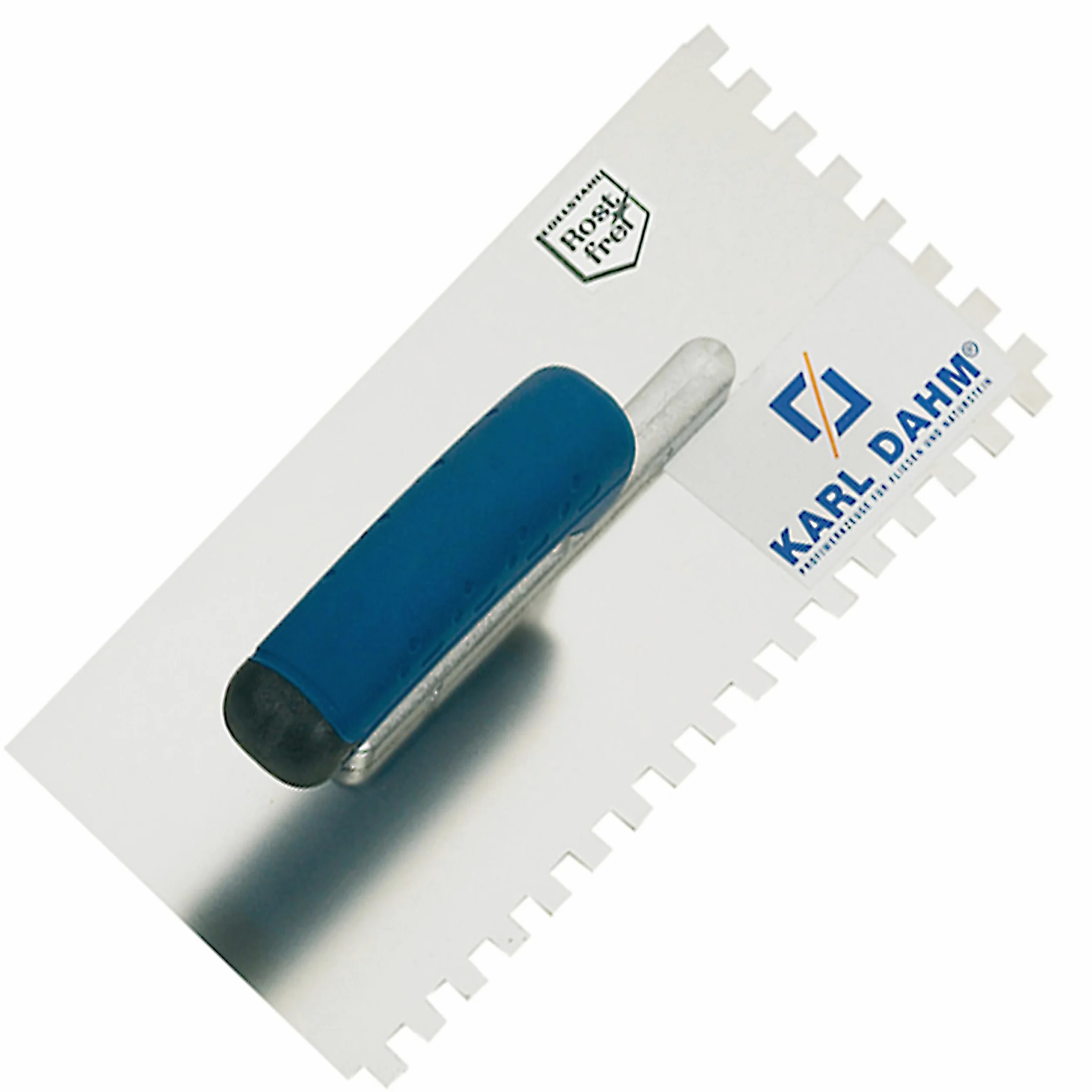 Karl Dahm Llana Dentada de Mango Suave 20mm I Llana para Baldosas Acero Inoxidable con Muescas 20mm I Empuñadura Blanda y Ergonómica para Fácil Aplicación de Adhesivos, Herramienta Profesional – 11653