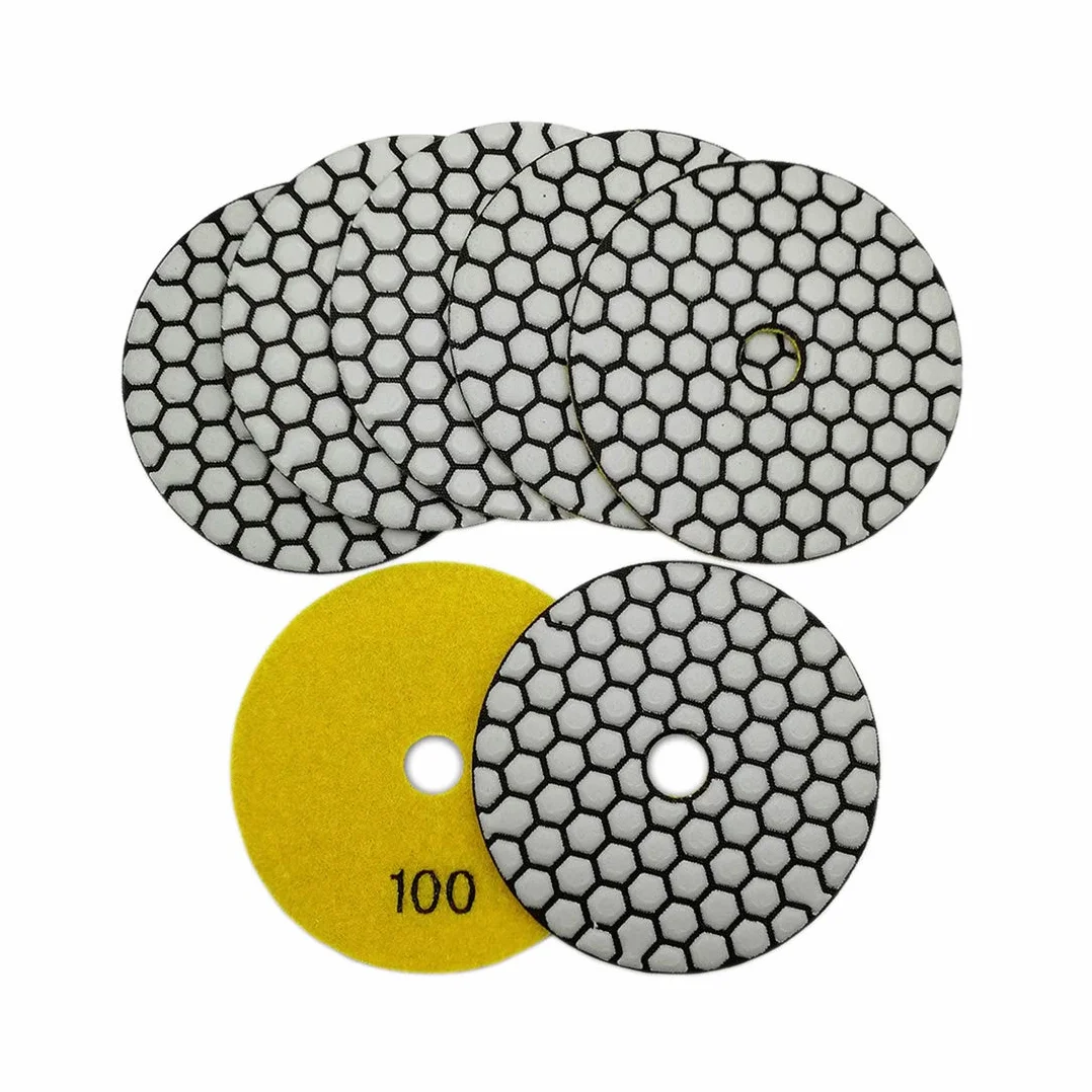 SHDIATOOL Diamante Almohadilla de Pulido 7 Piezas Grano 100 para Pulir en Seco Mármol Granito Piedra Cerámica Dia 100mm/4 Pulgadas