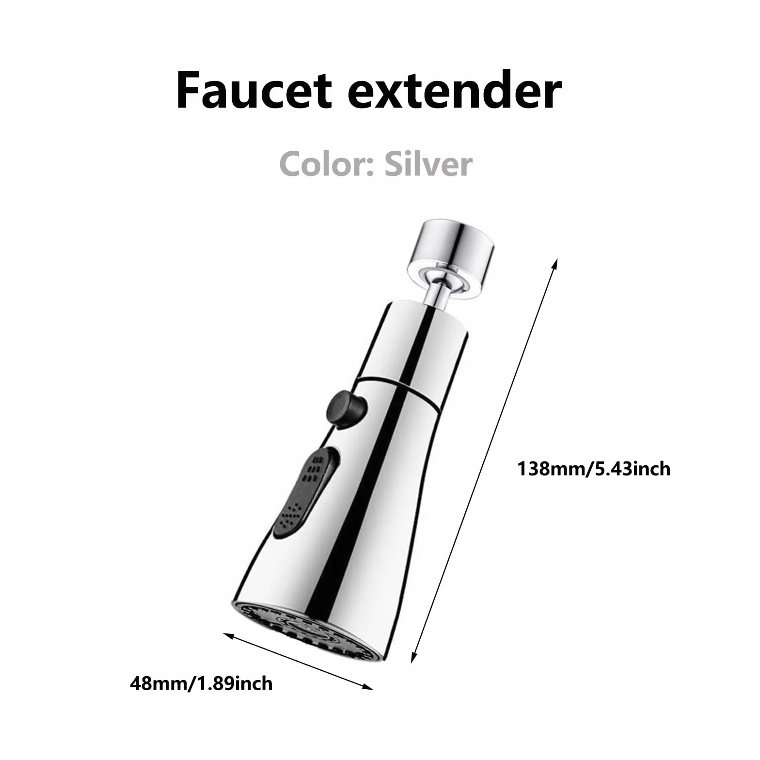 360° Aireador Grifo Cocina, Ajustable 3 Modos Salida Agua, Difusor Universal, Grifo Con Dispositivo Antivaho Para La Cocina Y El Cuarto De Baño (Plata)