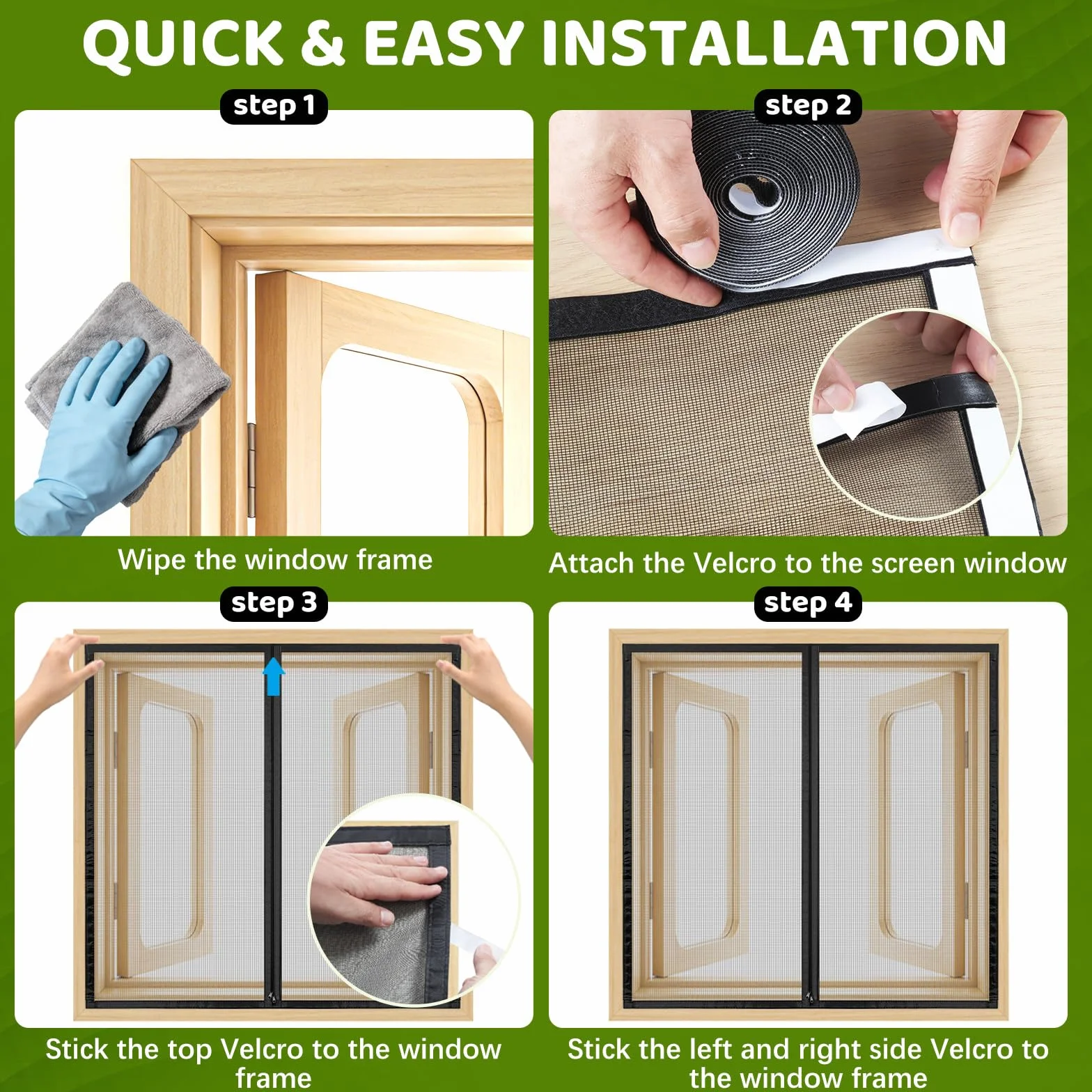 SCREEN DOOR Mosquitera para Ventanas 130x130 cm, Instalación Sencilla, Fibra de Vidrio Ignífuga y Resistente al Desgarro, Cremallera Práctica, Diseño Minimalista, Negro