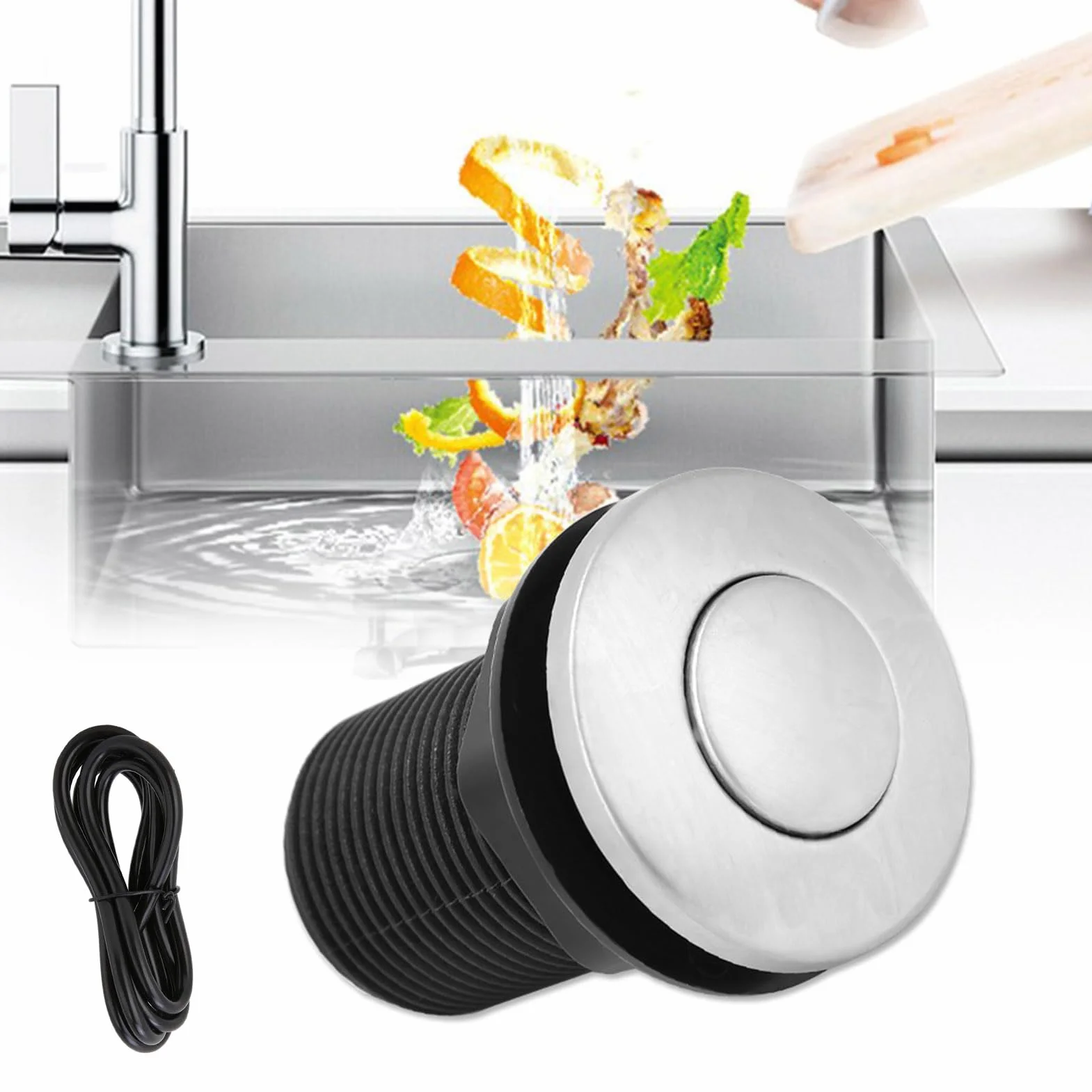 32mm Aire Automático Selflock Botón, Kit de Manguera Neumática de Aire con Interruptor, Interruptor Aire Eliminación de Basura
