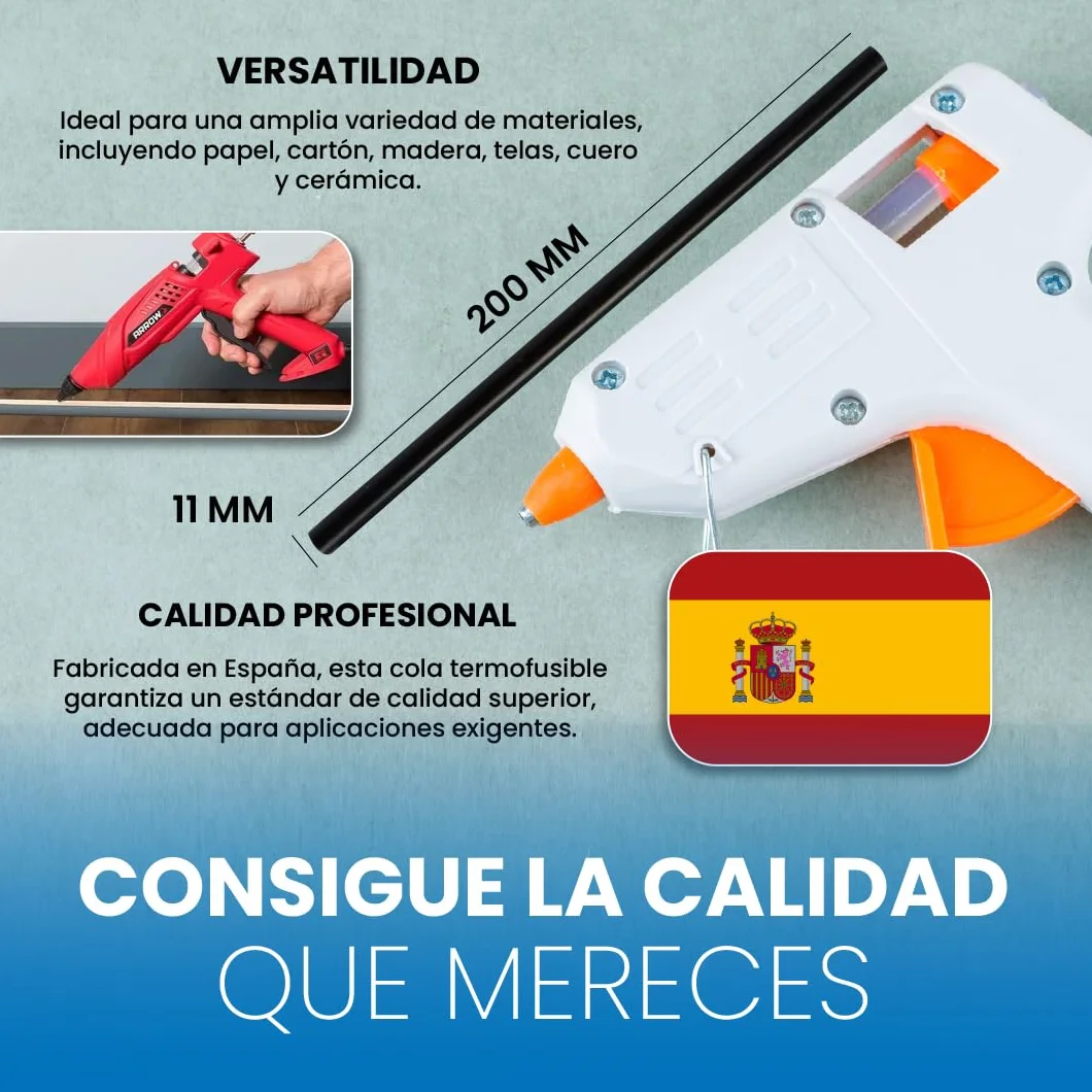 Bolsa De Cola Termofusible Negra | Barras Silicona Para Barras Caliente | De 11 x 200 mm | Cola Termofusible Negra de Alta Fijación | Para Automoción, Manualidades y Reparaciones | 50 Barras