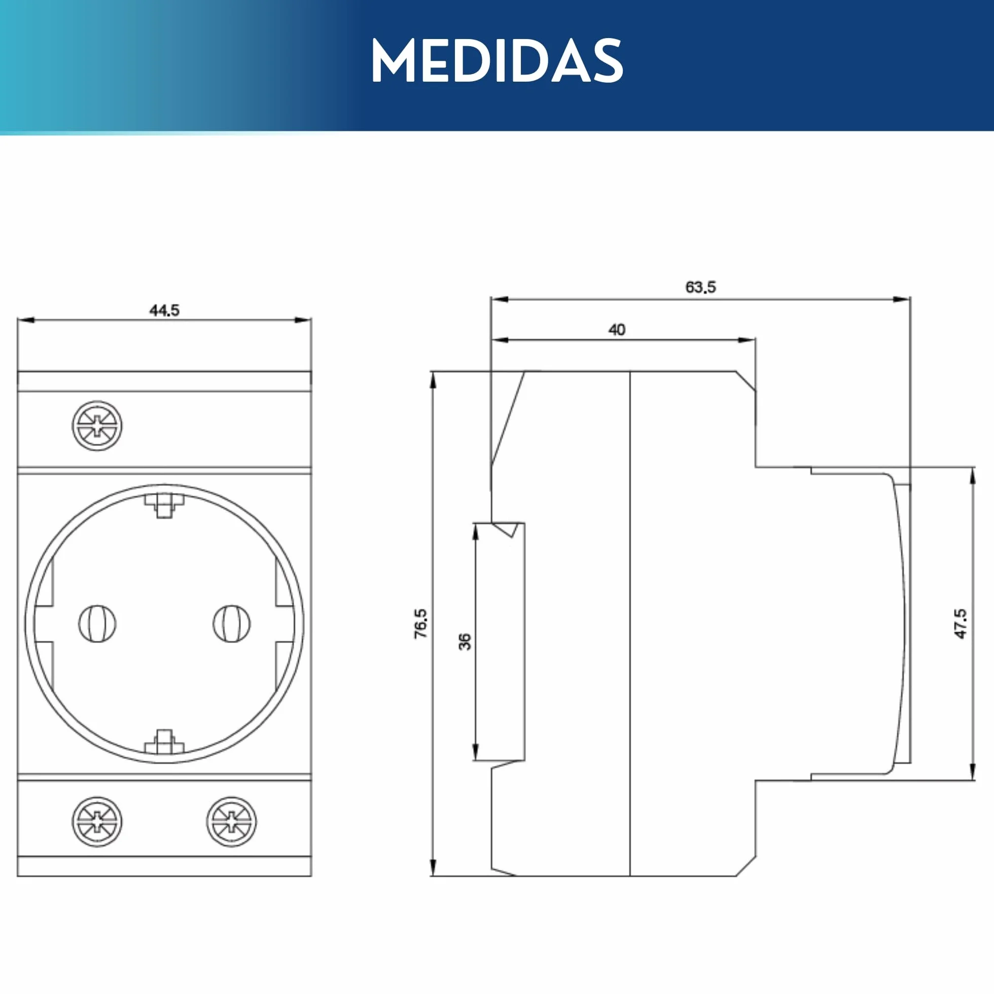 TECHZOCO Enchufe Modular Schuko 250V 16A 2 Polos+E EN/IEC60884-1