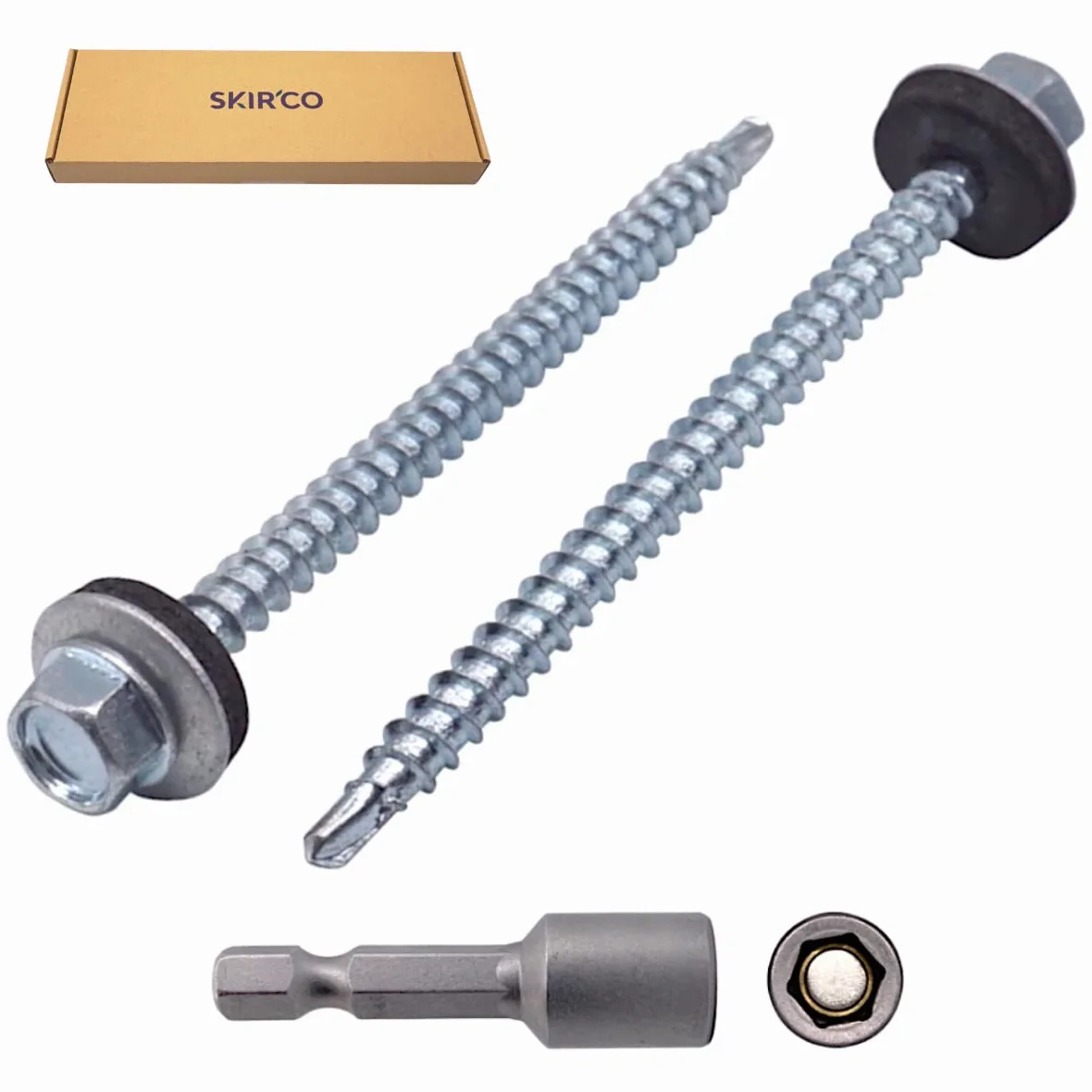 SKIR'CO (70 piezas) Tornillos para techos chapados en zinc, tornillos autoperforantes de 4,8 x 70 mm con arandelas de sellado EPDM