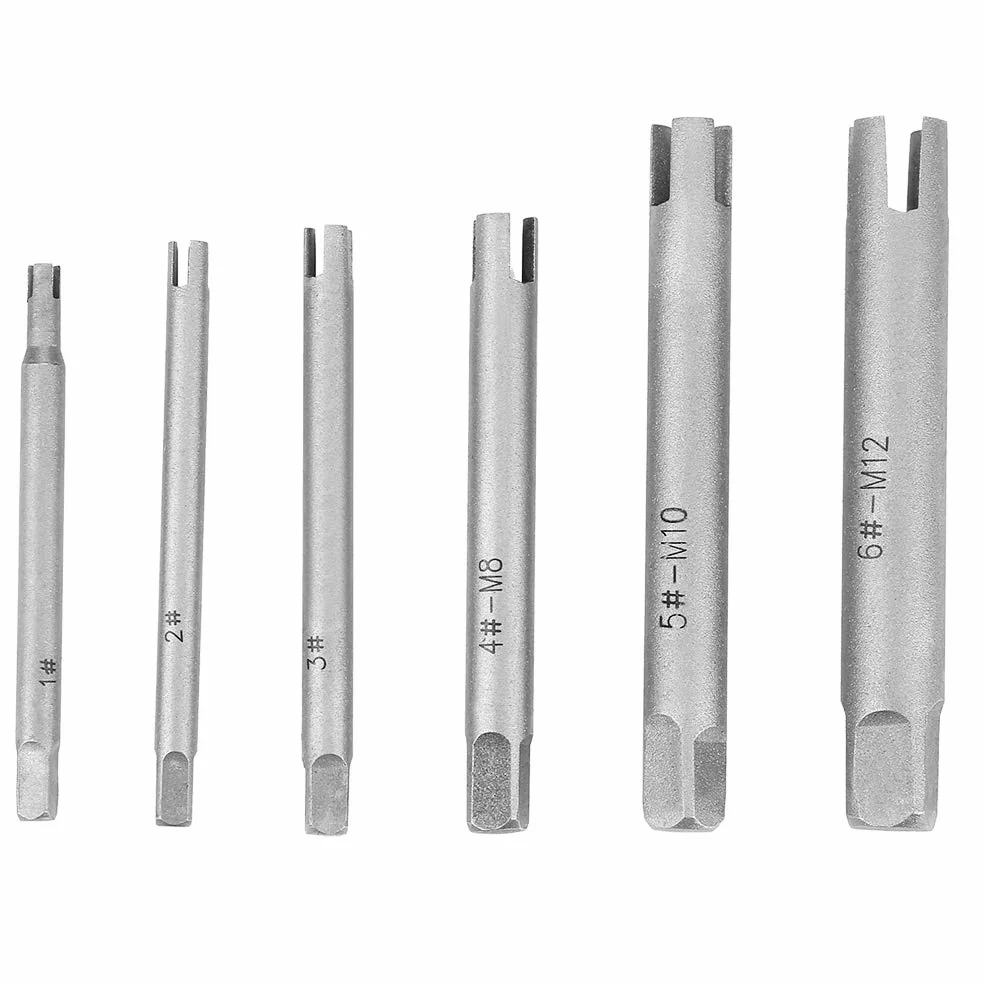 Tiiyee Extractor de Machos Rotos,Extractors Macho Rosca Cabeza Rota Juego Extractores Tornillos Set Extractore Grifos Pelados Grifería Removedor Stripped Golpecito Tornillo Conjunto para Pernos(6Pcs)