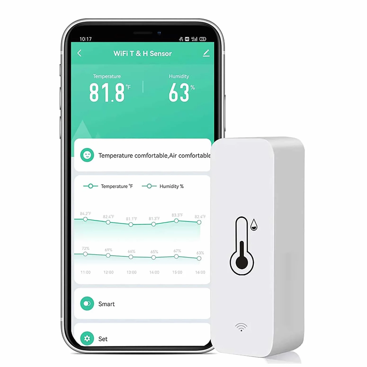 Sensor Termómetro Higrómetro WiFi Inteligente Temperatura Humedad Monitor Remoto Alerta App TUYA Compatible Alexa