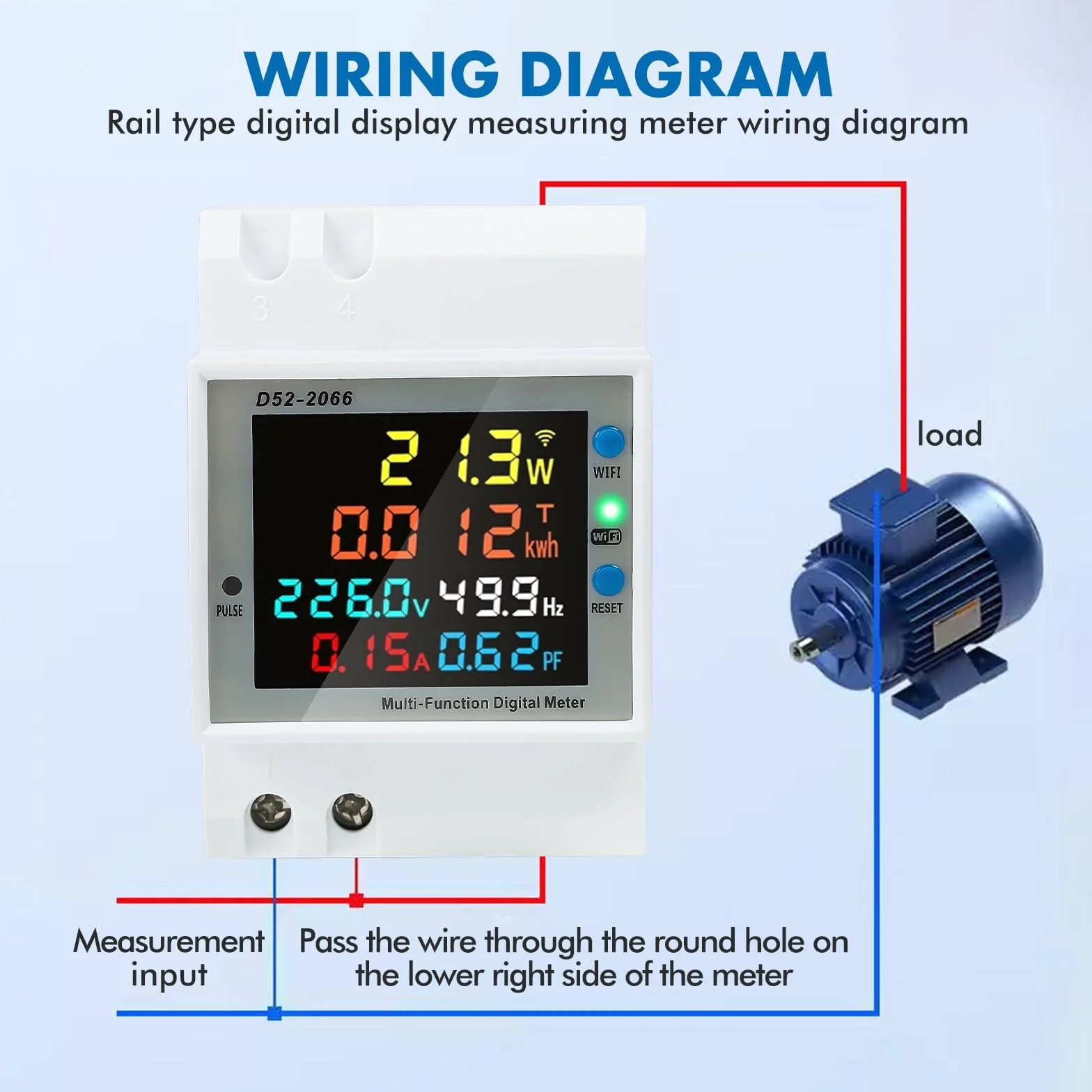 DEWIN Medidor de Consumo Electrico WiFi, AC 40-300V 100A 6 en 1 Contador Electrico Medidor de Electricidad Digital Contador de Energía Monofásico (WiFi)