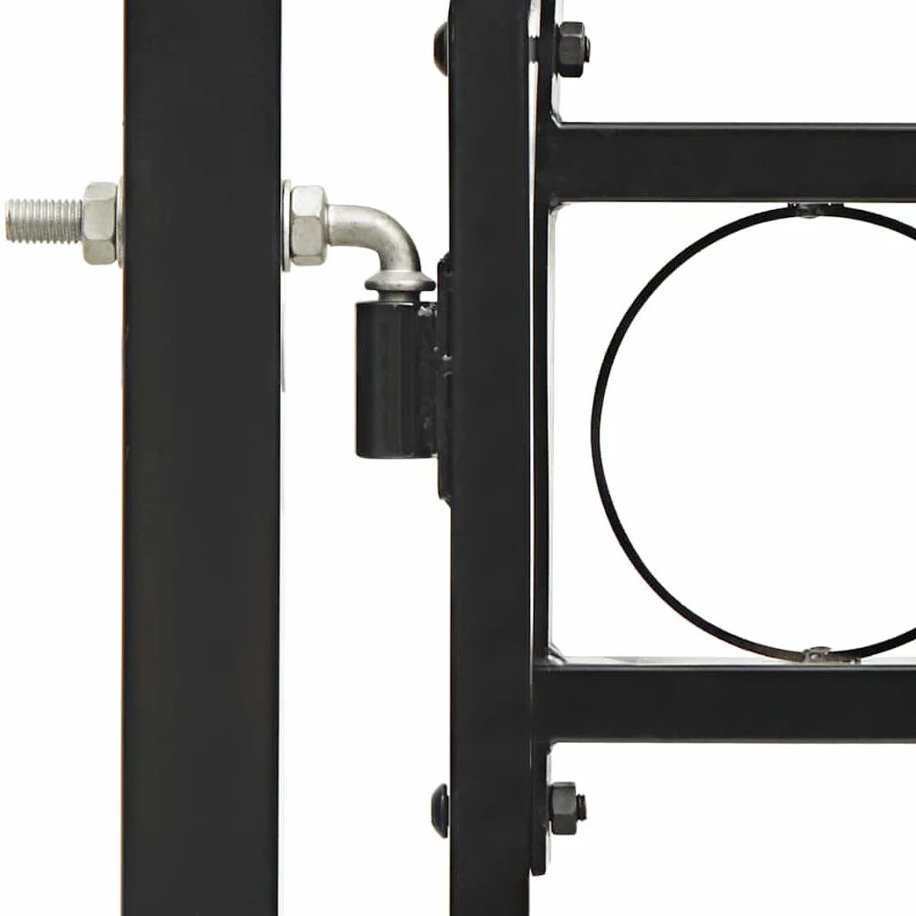 vidaXL Fence Gate Double Door with Arched Top Outdoor Garden Patio Yard Lockable Durable Stable Entryway Fencing Barrier Door Steel 400x150cm Black
