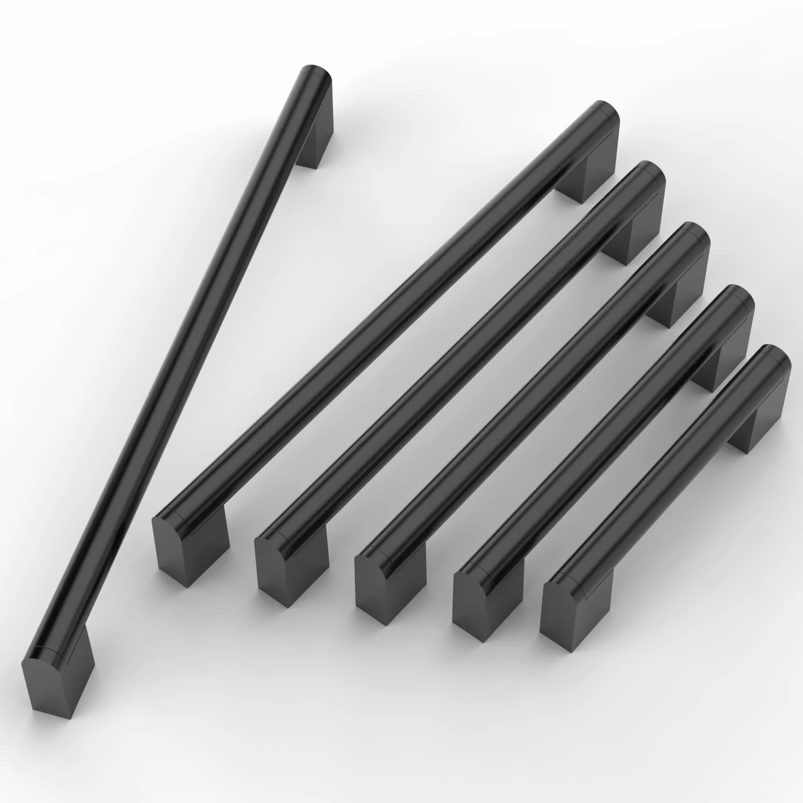 FURNIWARE 5 piezas manija de gabinete acero inoxidable 192 mm negro mate tiradores armario cocina