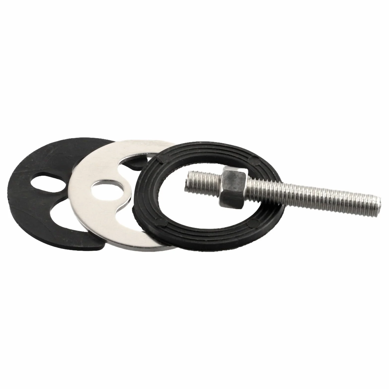 Niceminiwall Kit de reparación de grifo de fregadero de cocina, juego de montaje monobloque de 4 piezas con perno de 60 mm, junta de acero, arandela de goma para grifo de lavabo, piezas de reparación