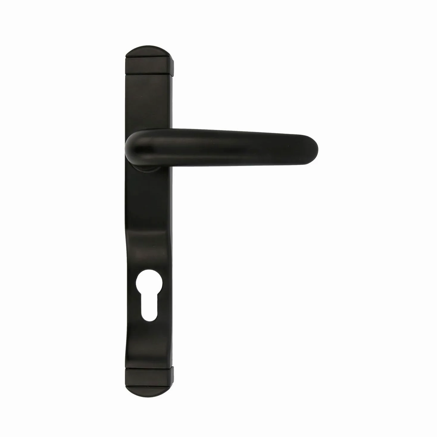 Amig – Juego de manillas para puertas – Manilla con placa estrecha y bocallave para cerradura – diseño moderno y resistente con tornillería incluida – 225 x 30 mm, bocallave 85 mm – Aluminio – Negro