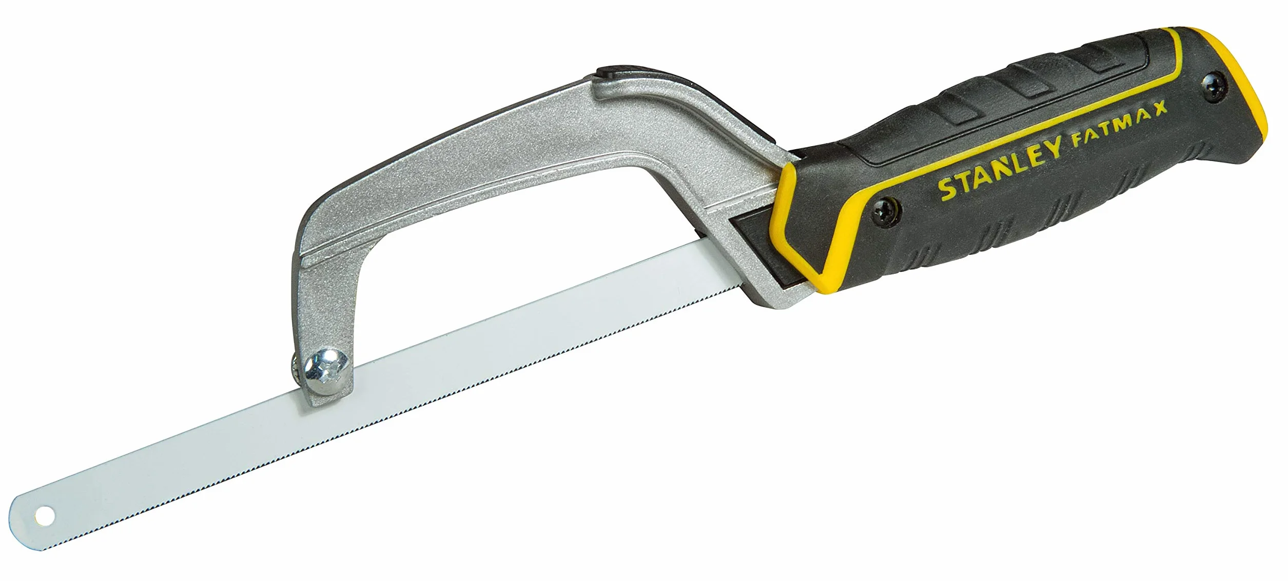 STANLEY Mini Sierra, Armadura Metálica, longitud 300mm, Mango Sintético, Hoja Ajustable y Compatible con otras Hojas, 24 Dientes por Pulgada, 0-15-211