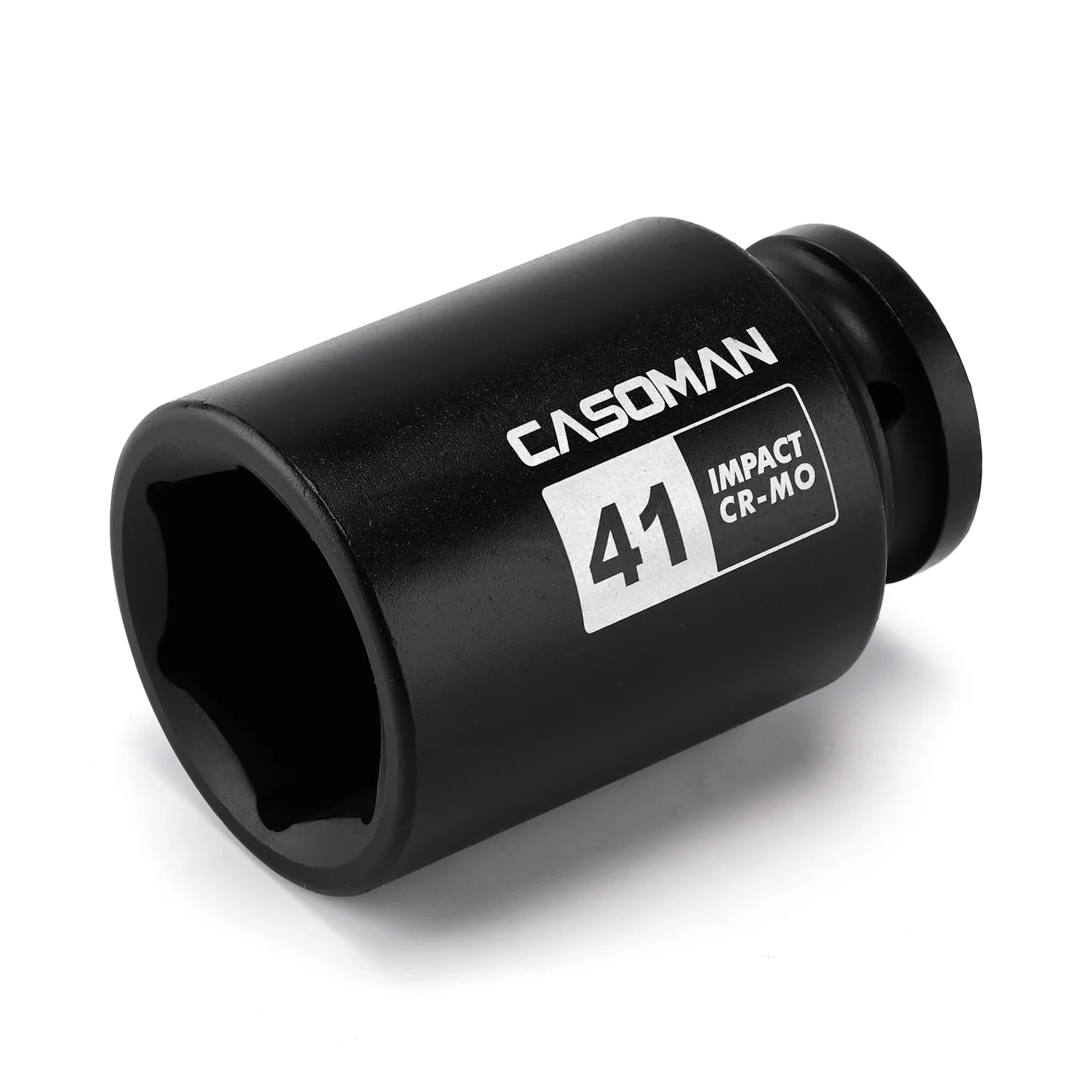 CASOMAN Enchufe de impacto profundo de 3/4 pulgadas, 41 mm, vaso de impacto jumbo, métrico, 6 puntos, CR-MO, acabado de fosfato negro