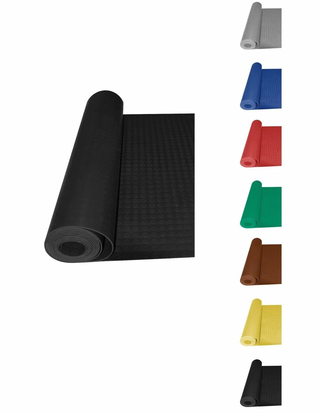 JARDIN202 Pavimento de Círculos Suelo de Caucho Rollo 2x5 Metros Negro
