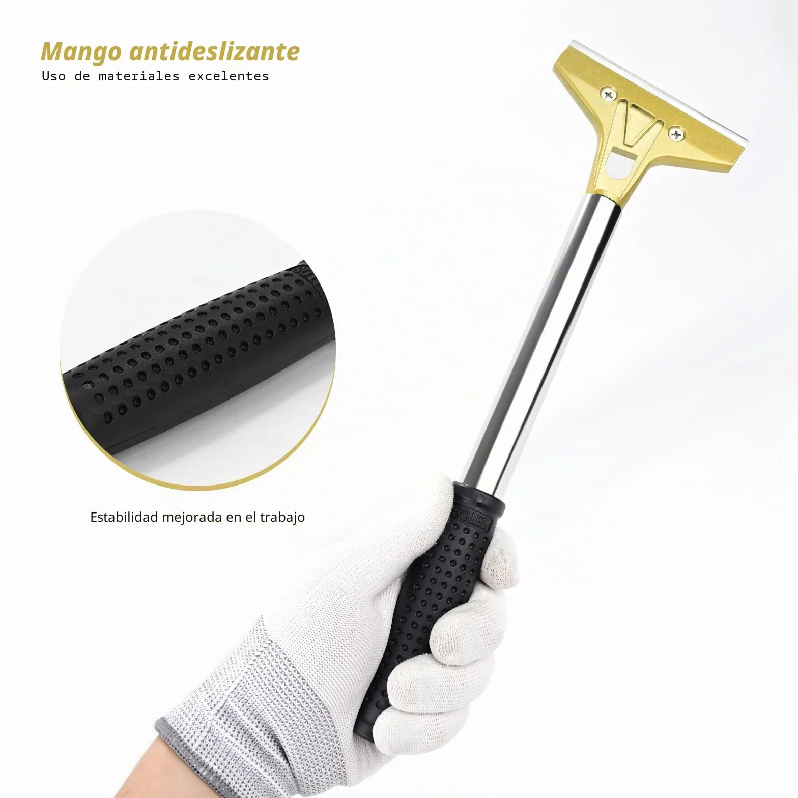 EHDIS Industry Rasquetas con 10 Cuchillas de Acero Al Carbono 100 mm, Raspador de Vidrio con Agarre Suave, para Ventana de Vidrio, Parabrisas, Granito, Limpieza de Paredes