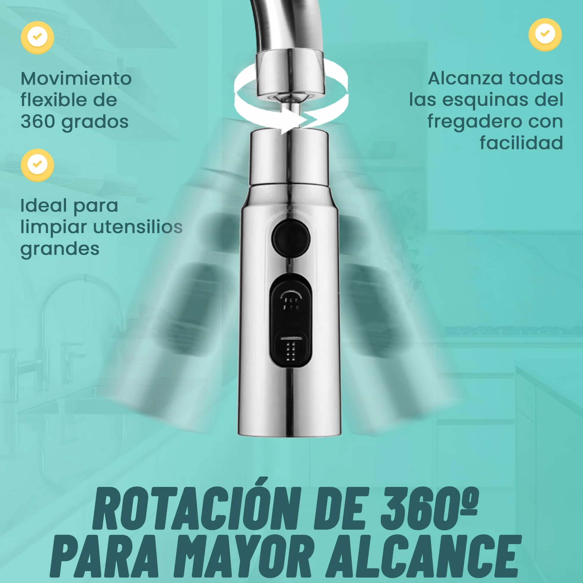 VIPA Adaptador Grifo Cocina 3 Modos Ajustable 360º con Adaptador Universal Boquilla Grifo Filtrado a Prueba de Salpicaduras