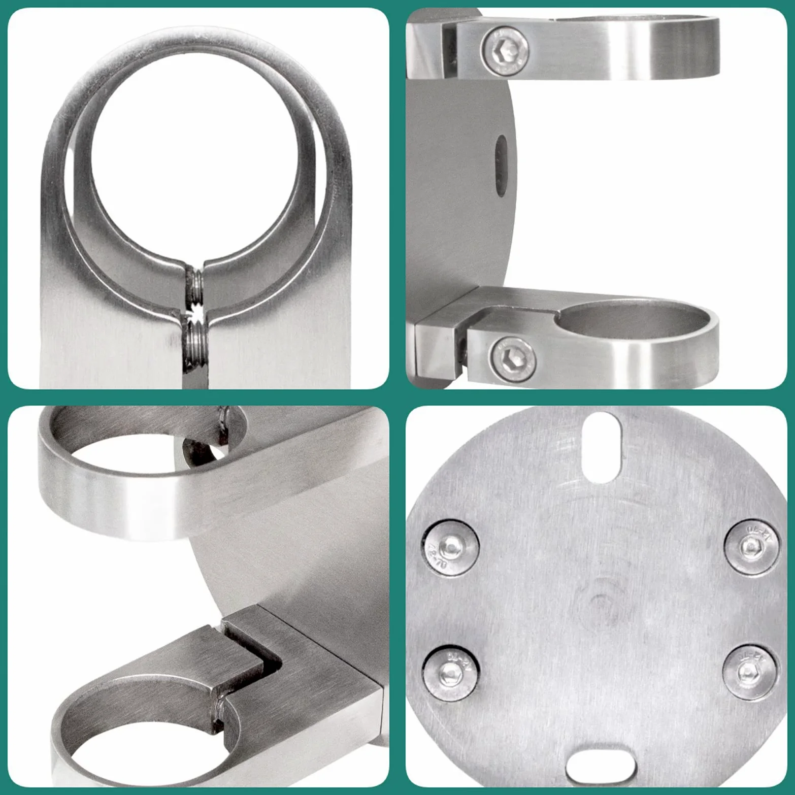 PRIOstahl Anclaje de pared de acero inoxidable V2A, soporte para postes, 42,4 mm, soporte para barandillas, soporte de pared, resistente a la corrosión, para exterior e interior