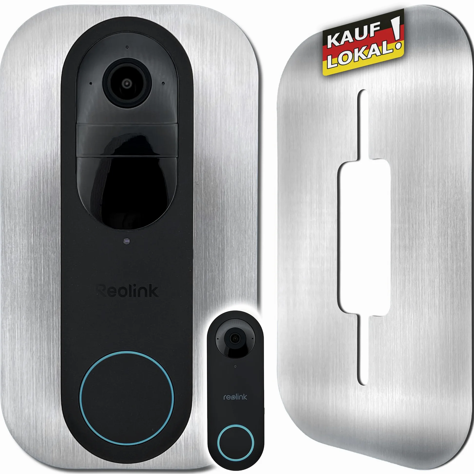 bisel de acero inoxidable | Accesorios para timbre de puerta Reolink | Battery, 5MP, Ultra HD, 2K, 4MP, WiFi, PoE, batería | Soporte, escudo, placa para timbre inalámbrico