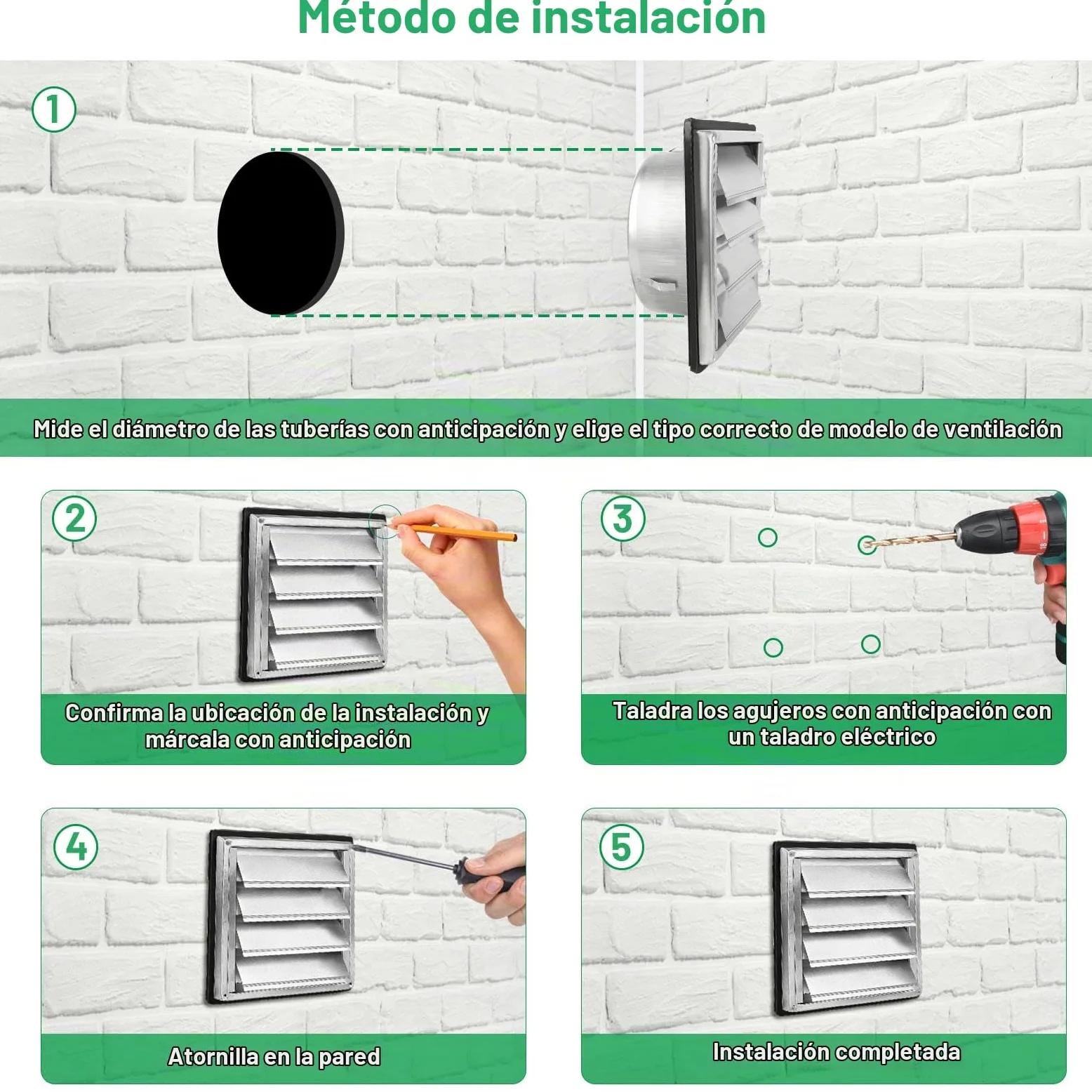 LALAGO Rejilla de ventilación 100mm, Amortiguador de Reflujo Rejilla de protección contra la intemperie de Acero inoxidable con lamas móviles, Rejilla de Lamas Rejilla de ventilación Ø100mm