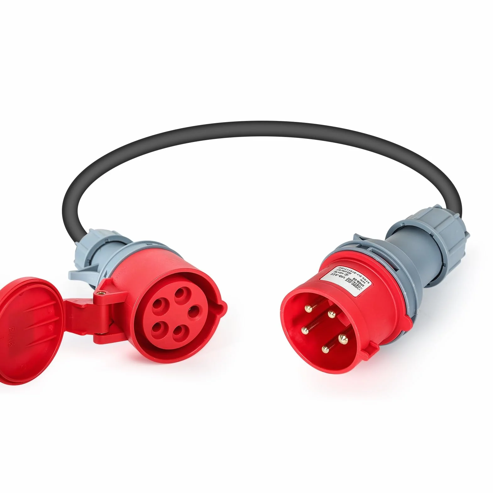 Jadeshay Adaptador Industrial,400V Adaptador CEE Enchufe Industrial 5 Pines con 32A Enchufes Macho + 16A Enchufes Hembra para Caravana,Obra de Construcción,Barco y Autocaravana