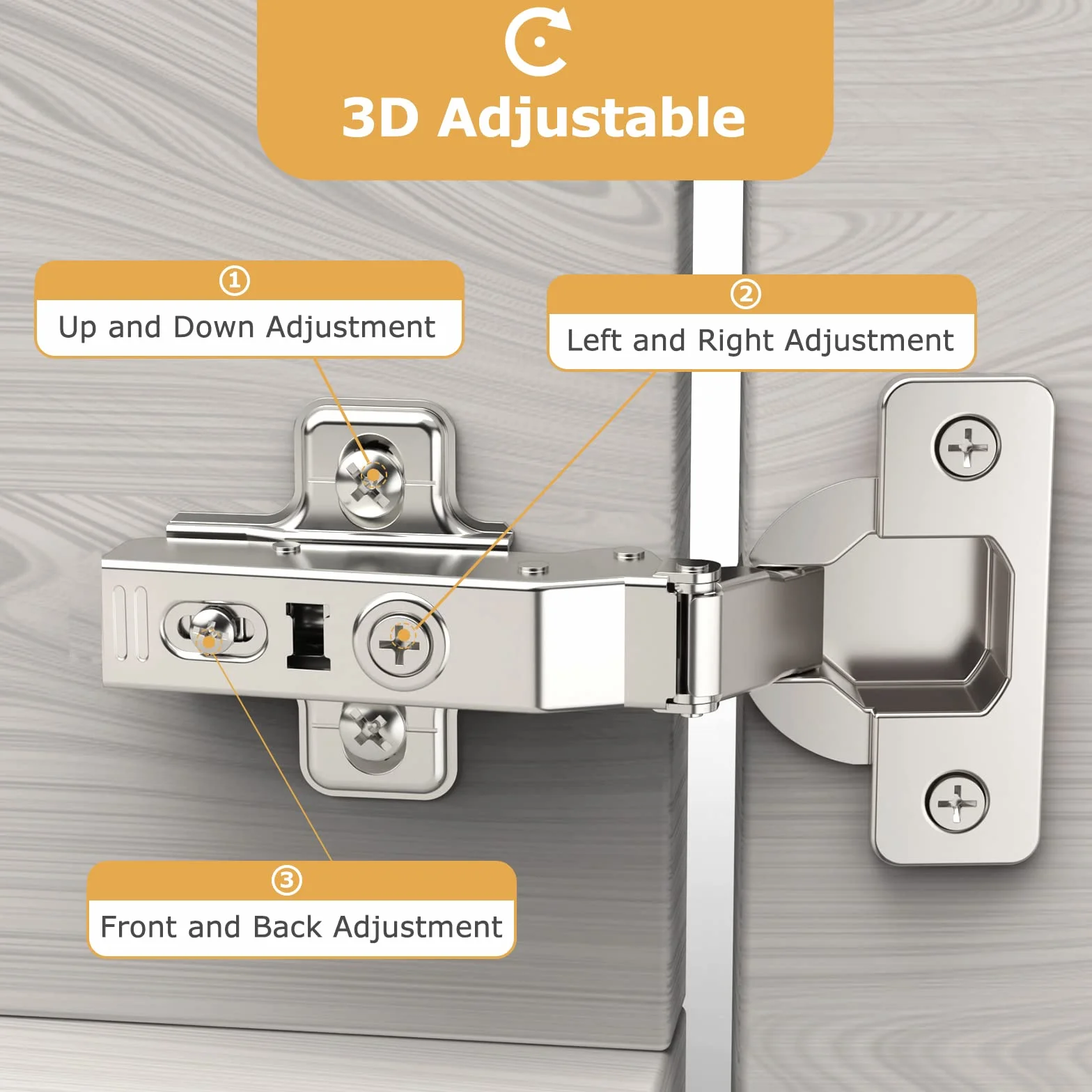 Furniware 2 piezas de bisagras de gabinete, Totalmente Solapado Bisagras Estándar Distancia del agujero 45 mm con resorte hidráulico Bisagras de gabinete de cocina de cierre suave perfecto