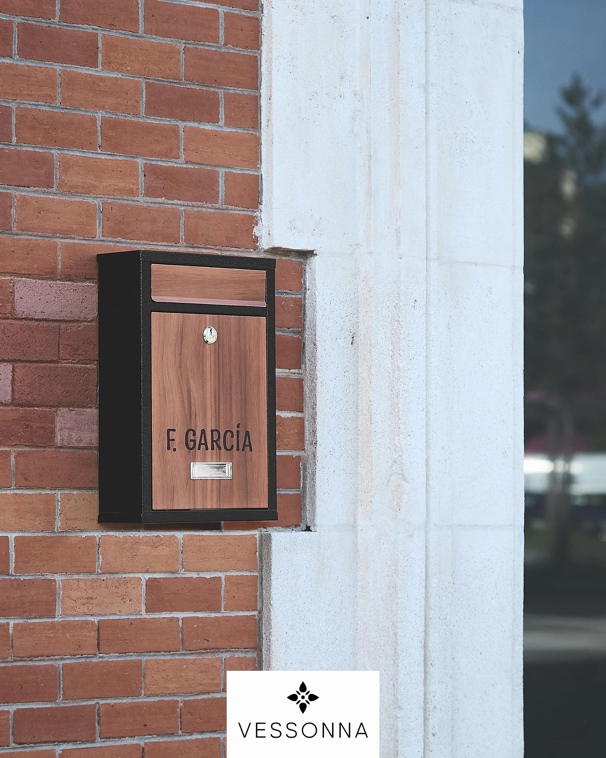 Buzon Exterior de Acero Tamaño M (DIN A4) | Buzones de Correos Exterior con Ventana de Visualización, Pegatinas Personalizables y Diseño Resistente a la Intemperie