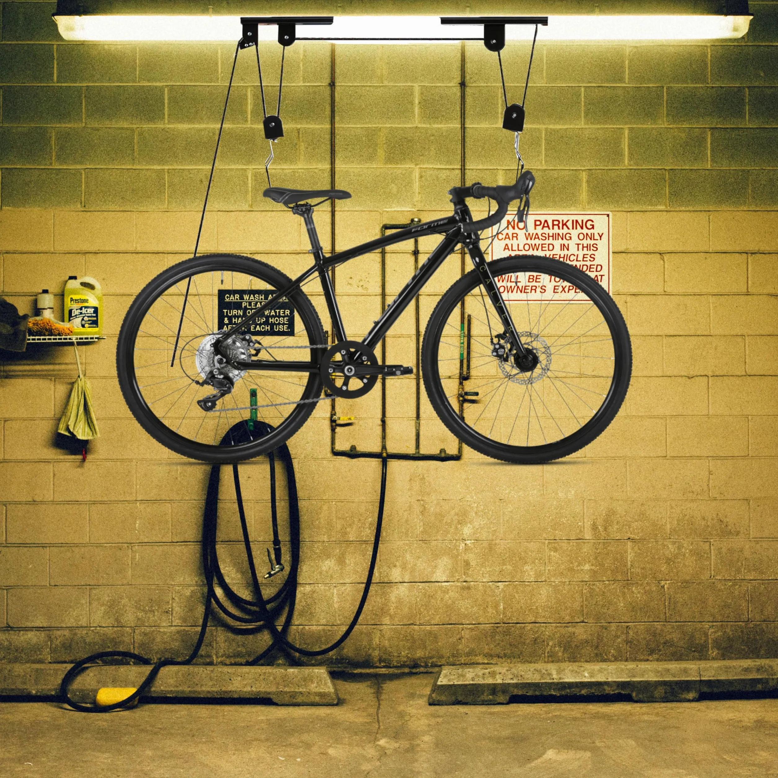 Retoo Elevador de Bicicleta, Soporte Suspensión, Capacidad 20 kg, Montaje en Techo, Almacenamiento Garaje, Cuerda 15m, Negro