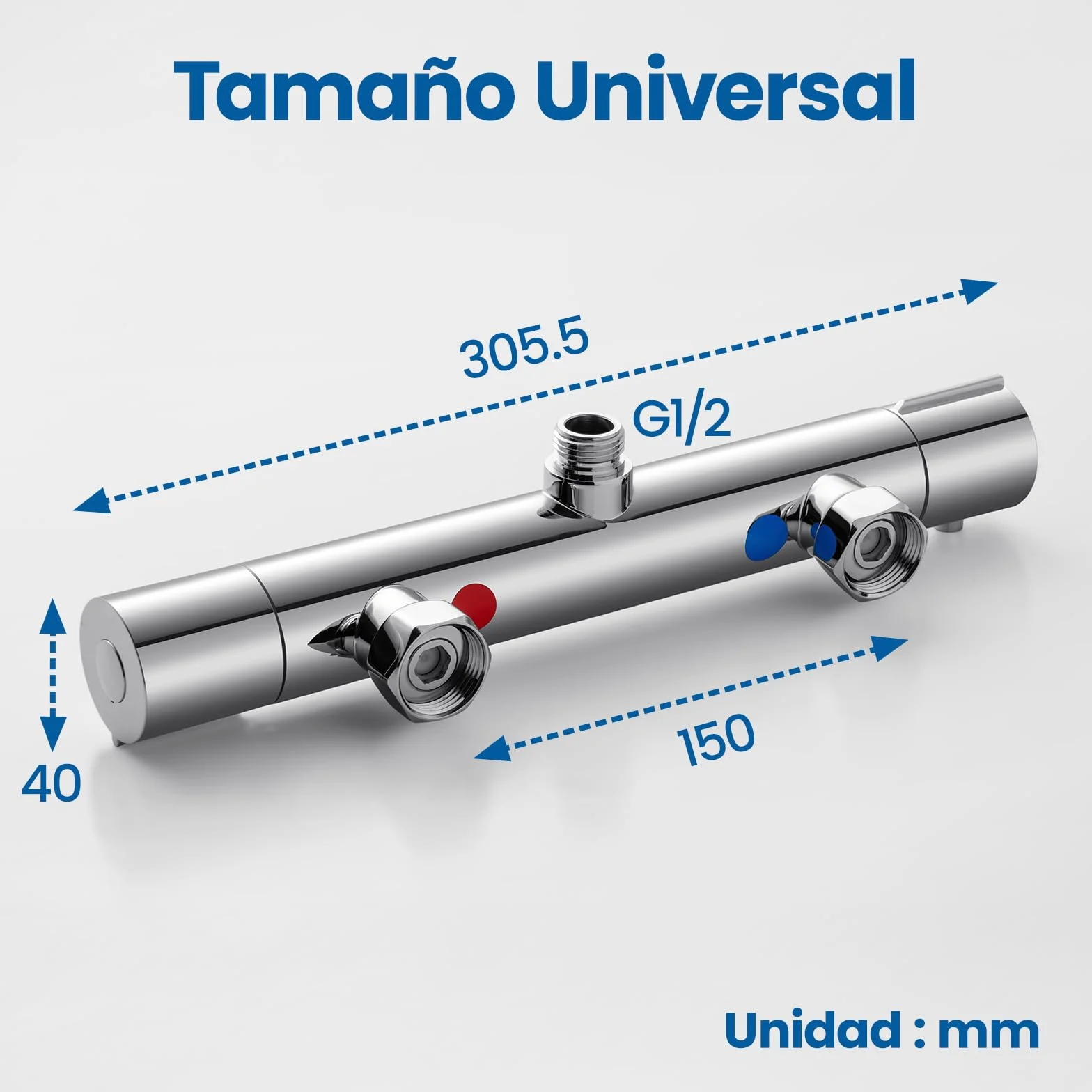 Auralum Grifo de Ducha Termostático con Bloqueo de Seguridad 38°C, Cromo