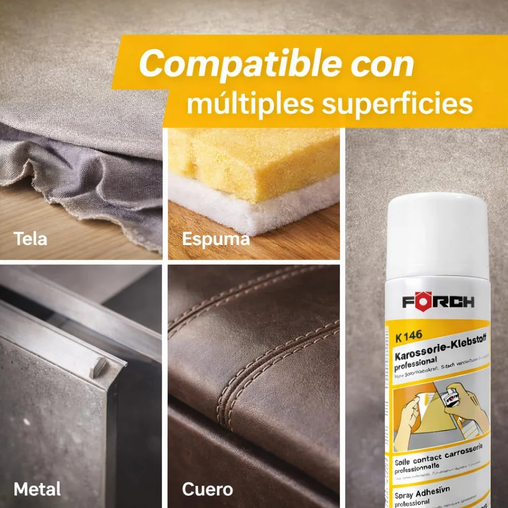 Cola de Contacto en Spray Förch, Pegamento en Spray ideal para Tapicería Coche, Espuma, Tela, Madera, Metal y Hormigón - 2 Unidades
