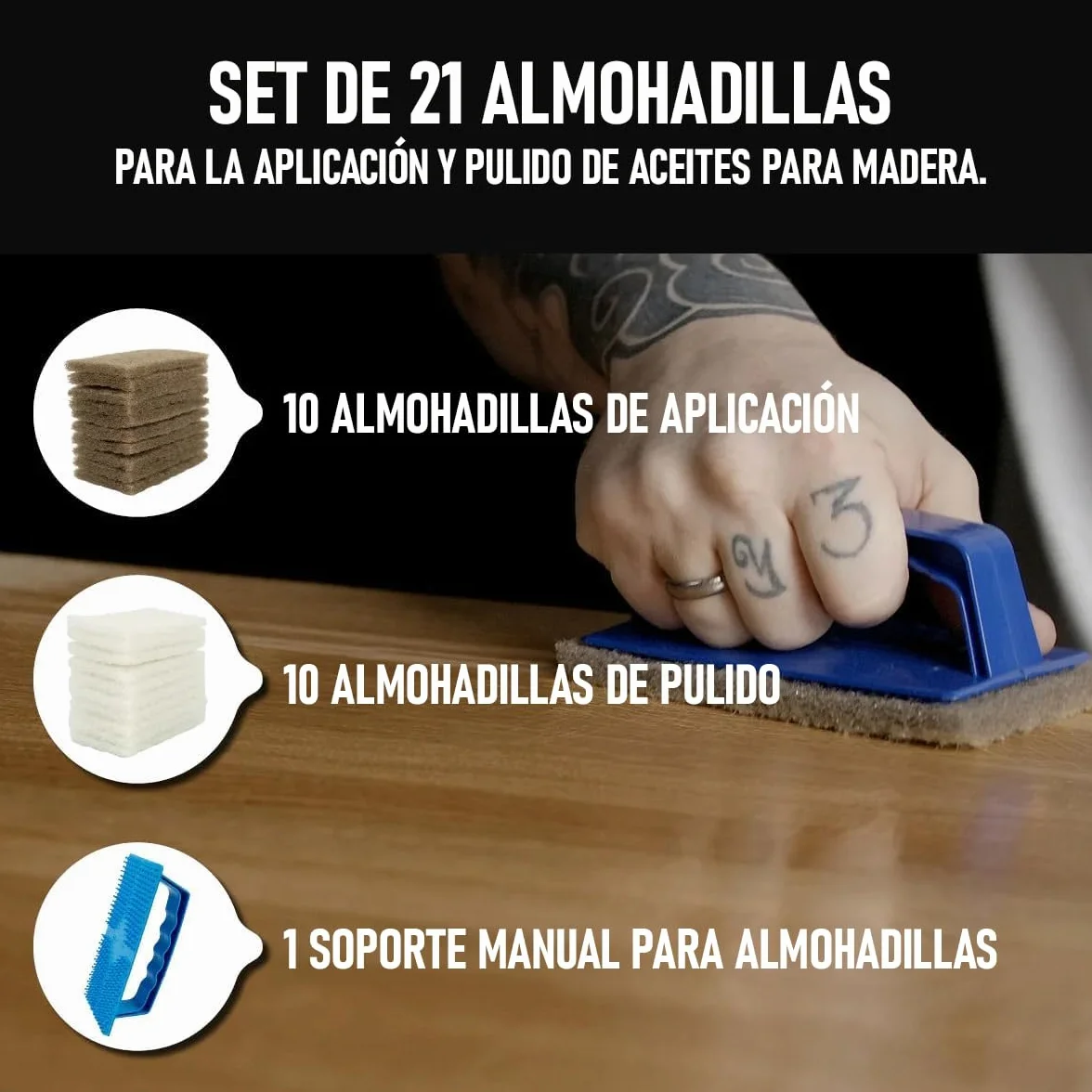 OLI-NATURA - Juego de almohadillas pequeñas con 1 soporte para almohadillas con asa, 10 x blanco y 10 x beige