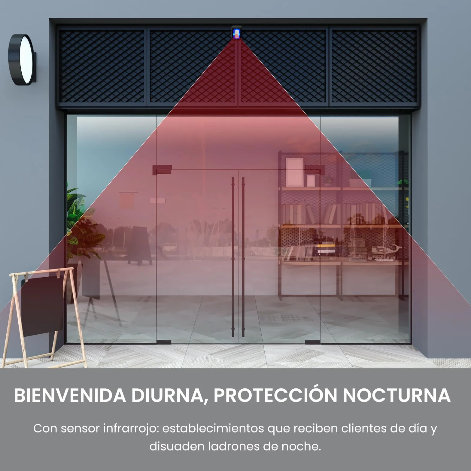 PHYSEN Sensor de Movimiento Inalámbrico con Alarma Sonora, Timbre, 58 Tonos + 5 Volúmenes, para Entrada/Hogar